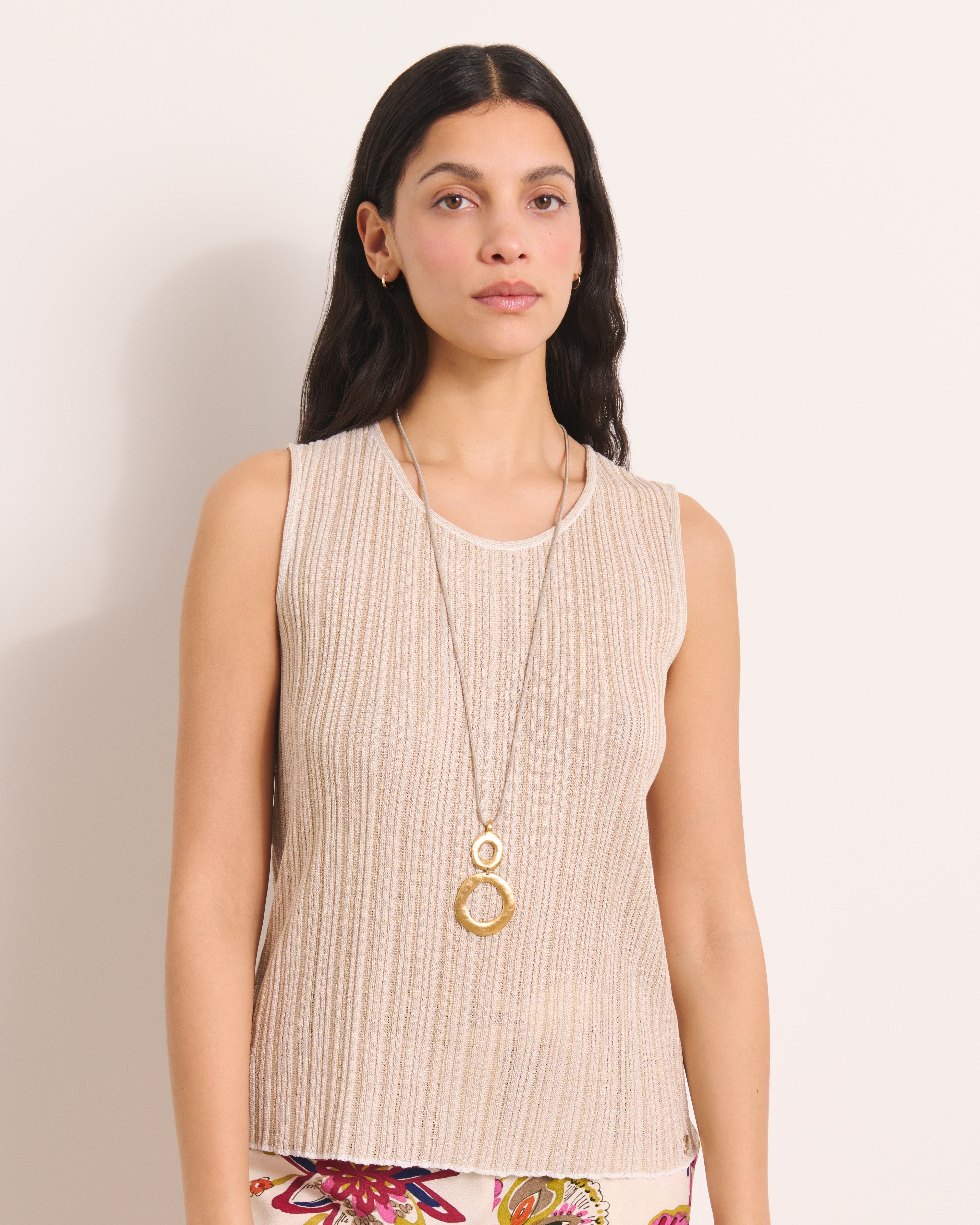 Sautoir avec cordon beige KENO/13322/680