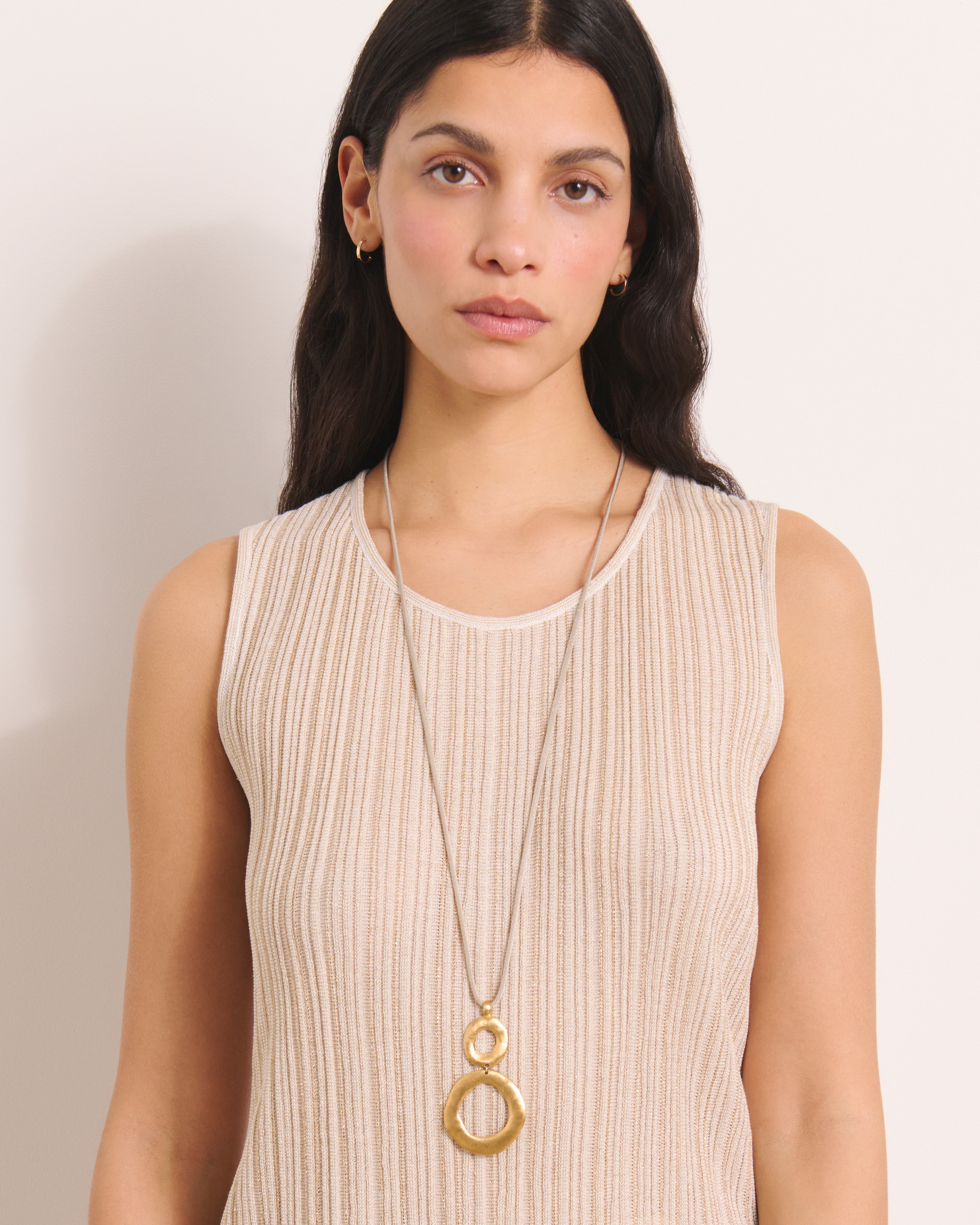 Sautoir avec cordon beige KENO/13322/680