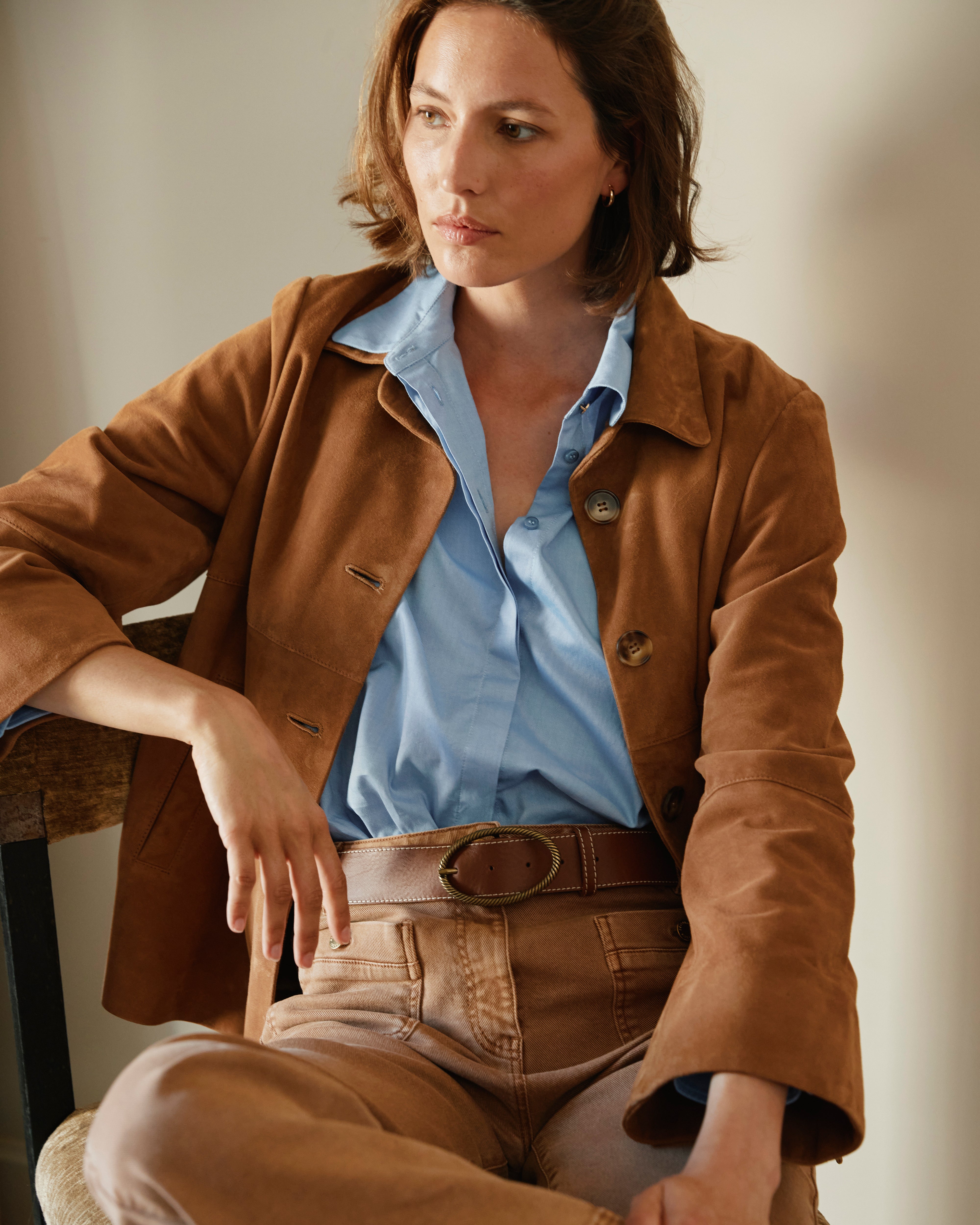Manteau camel court manches longues et larges MUSTANG/14038/043