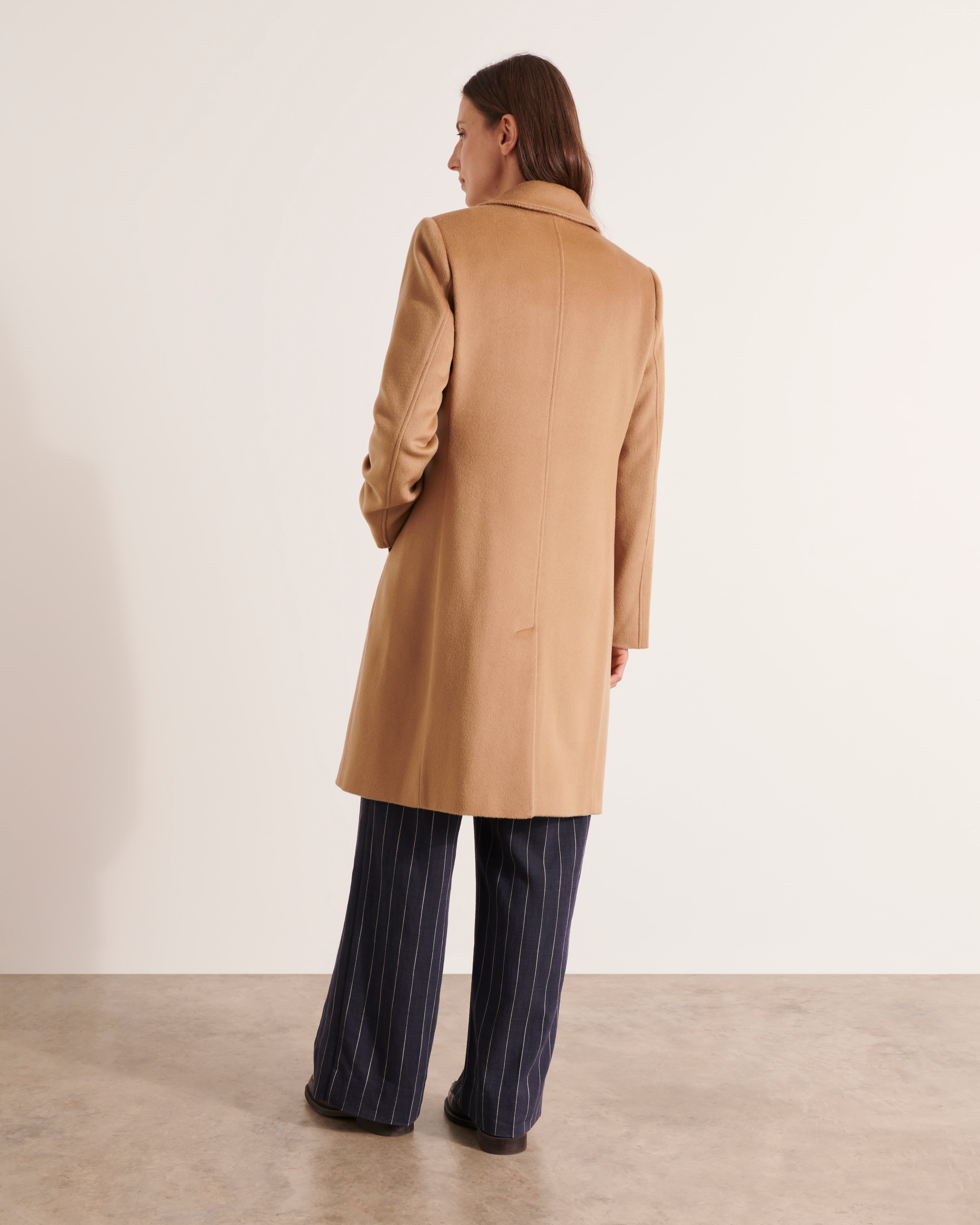 manteau long double boutonnage en velours de laine