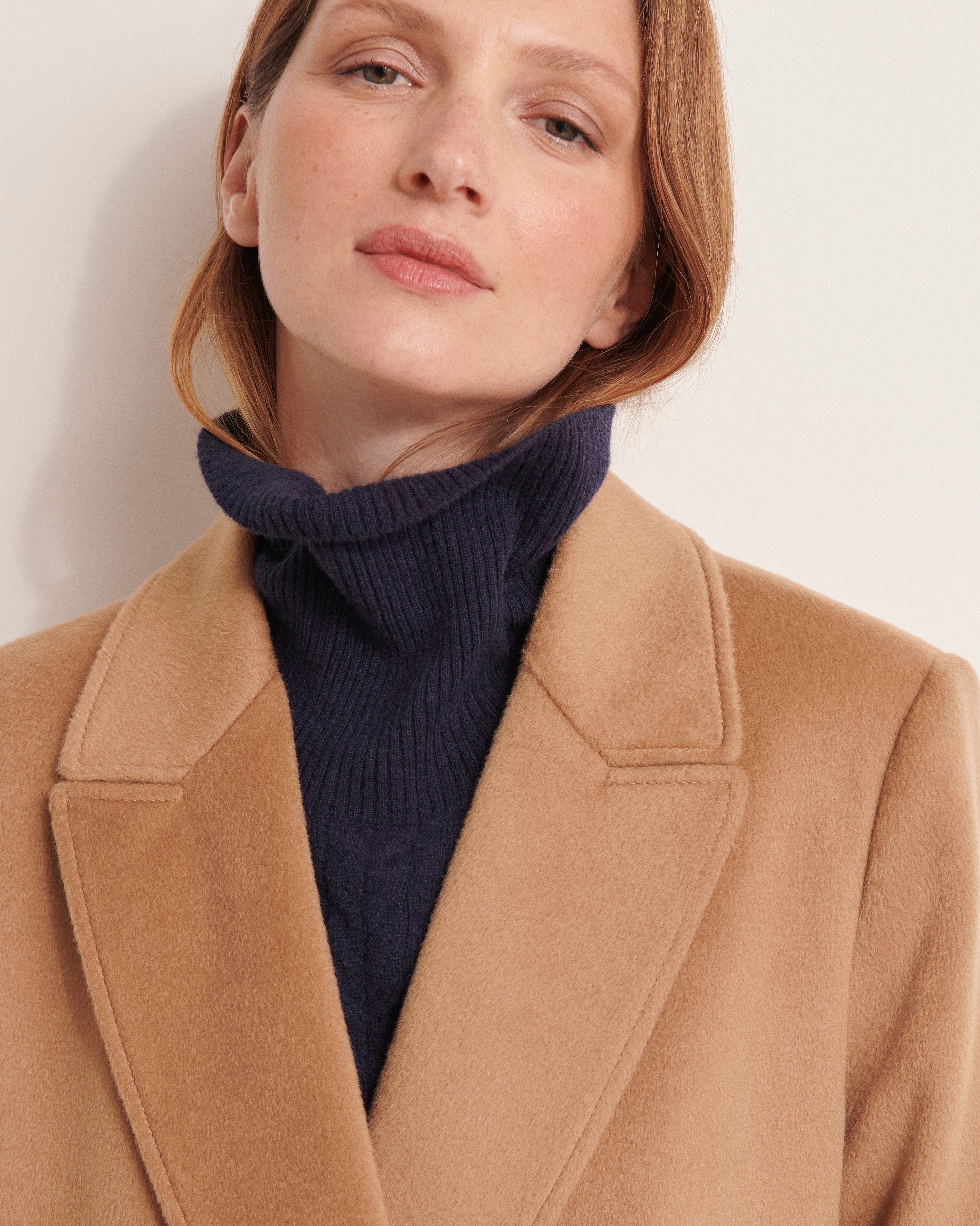 manteau long double boutonnage en velours de laine