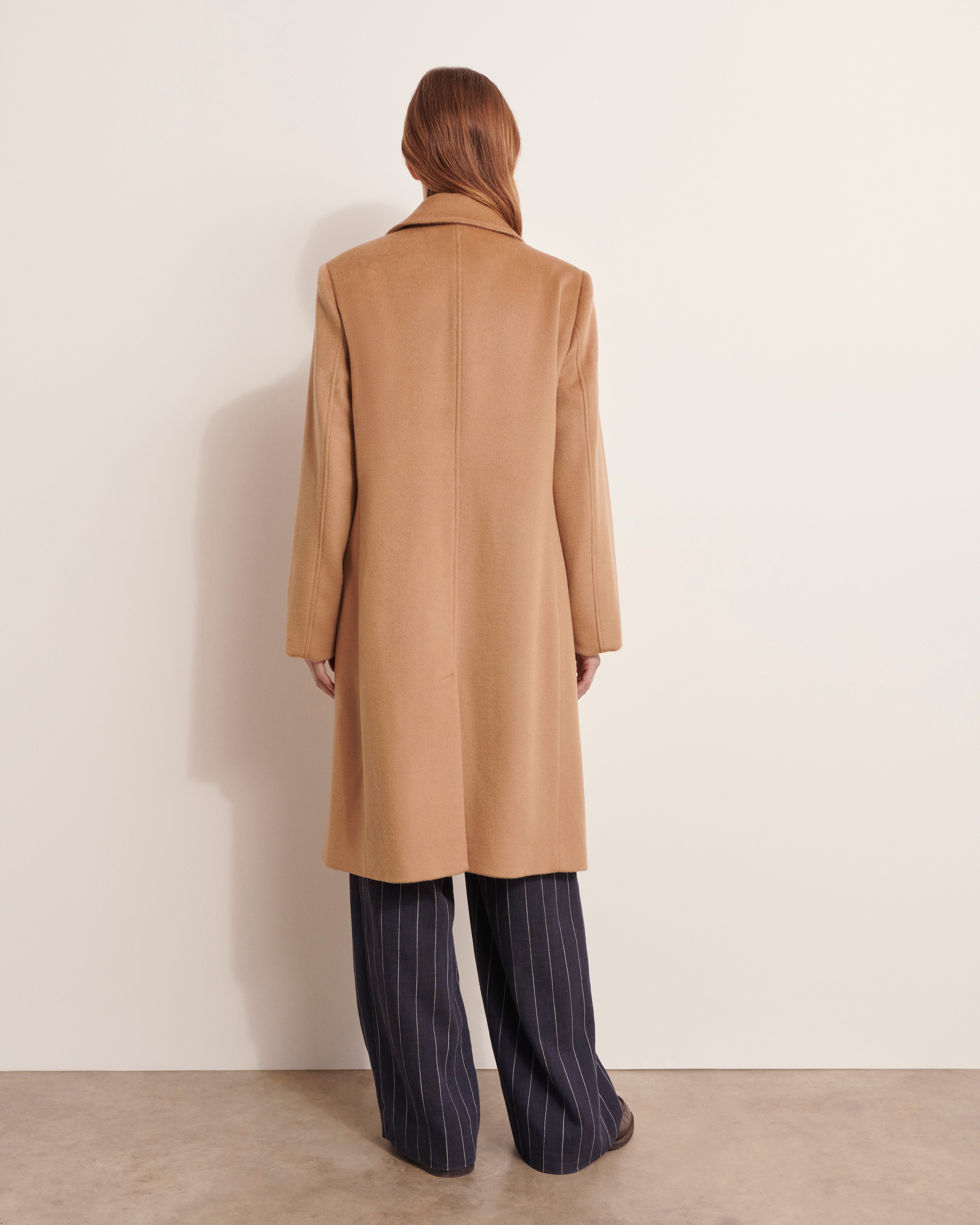 manteau long double boutonnage en velours de laine