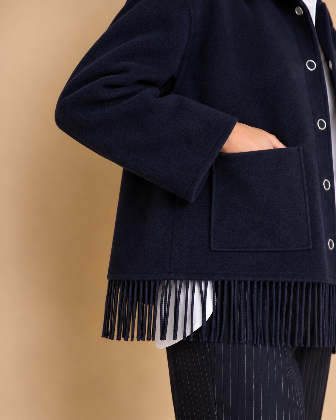 Manteau réversible gris et bleu marine court à carreaux MANCHESTER/14118/660