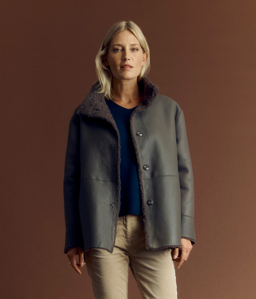 Manteau en peau lainée réversible MODENE/84285/032