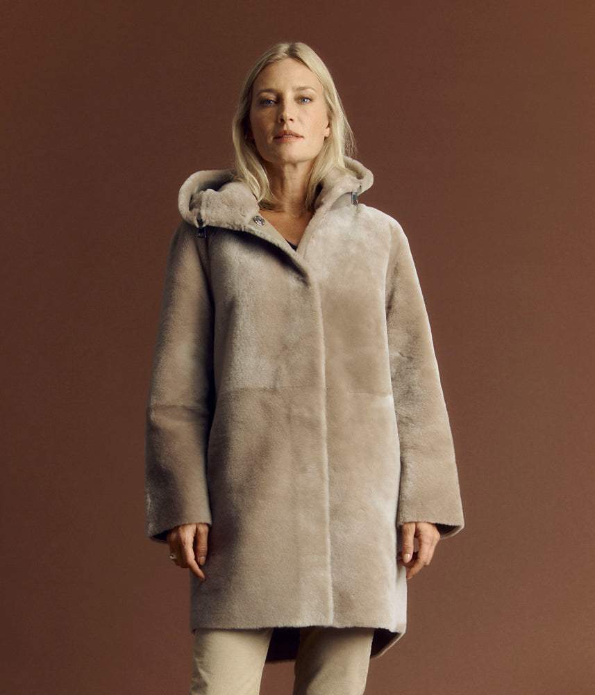 Manteau en peau lainée réversible MOSCOU/84284/009