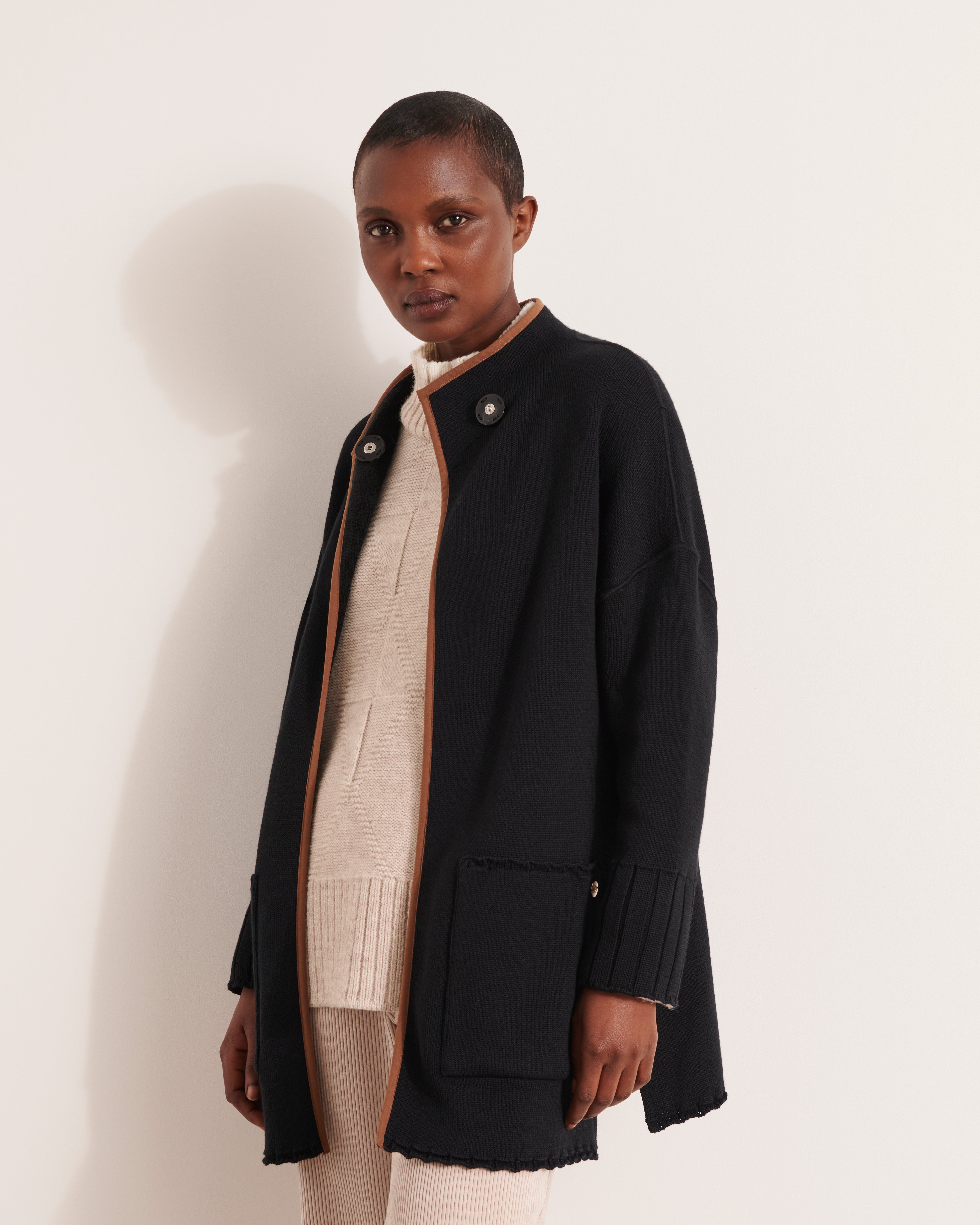 Manteau en maille double face NAMPO/12007/921