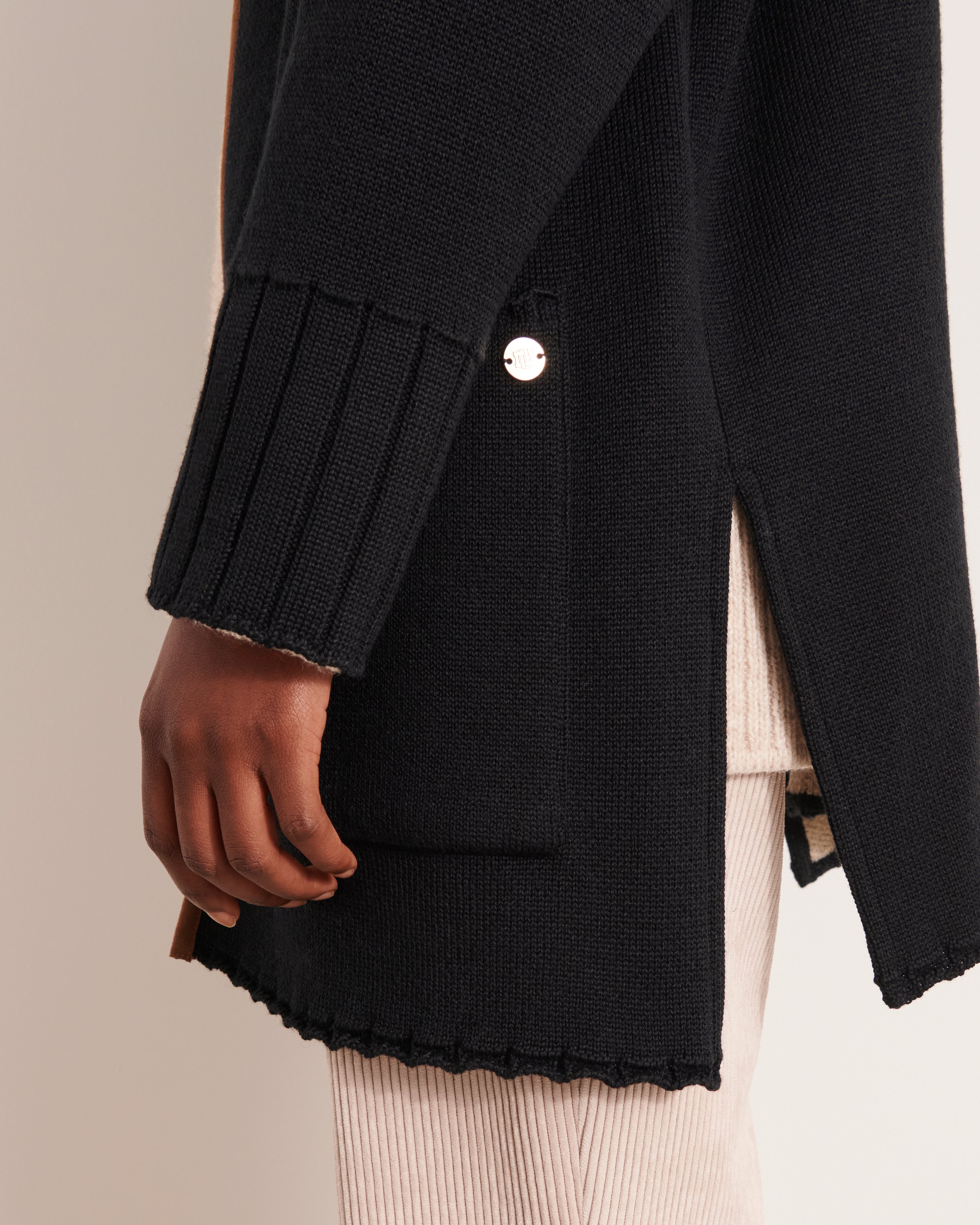 manteau en maille double face noir
