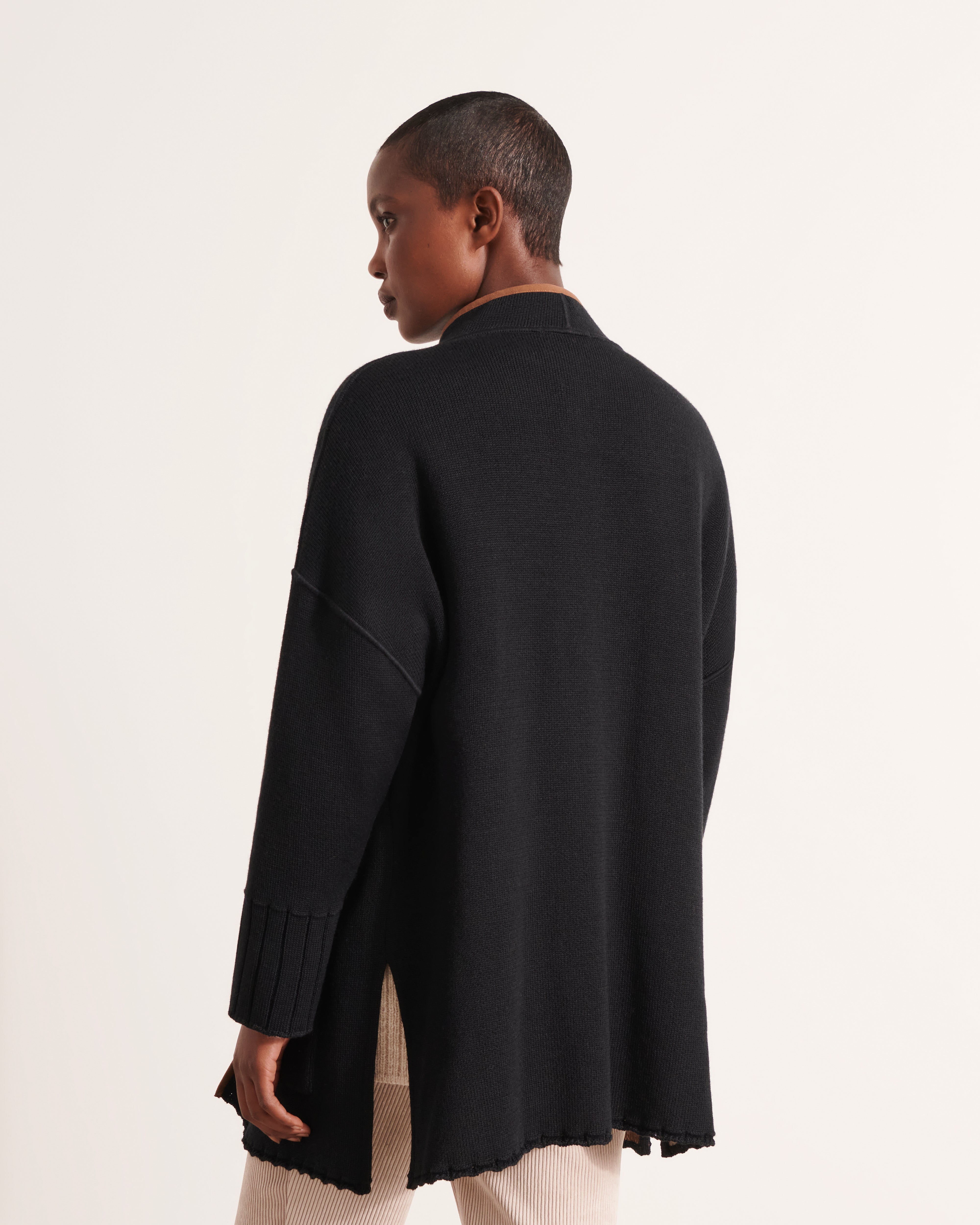 manteau en maille double face noir