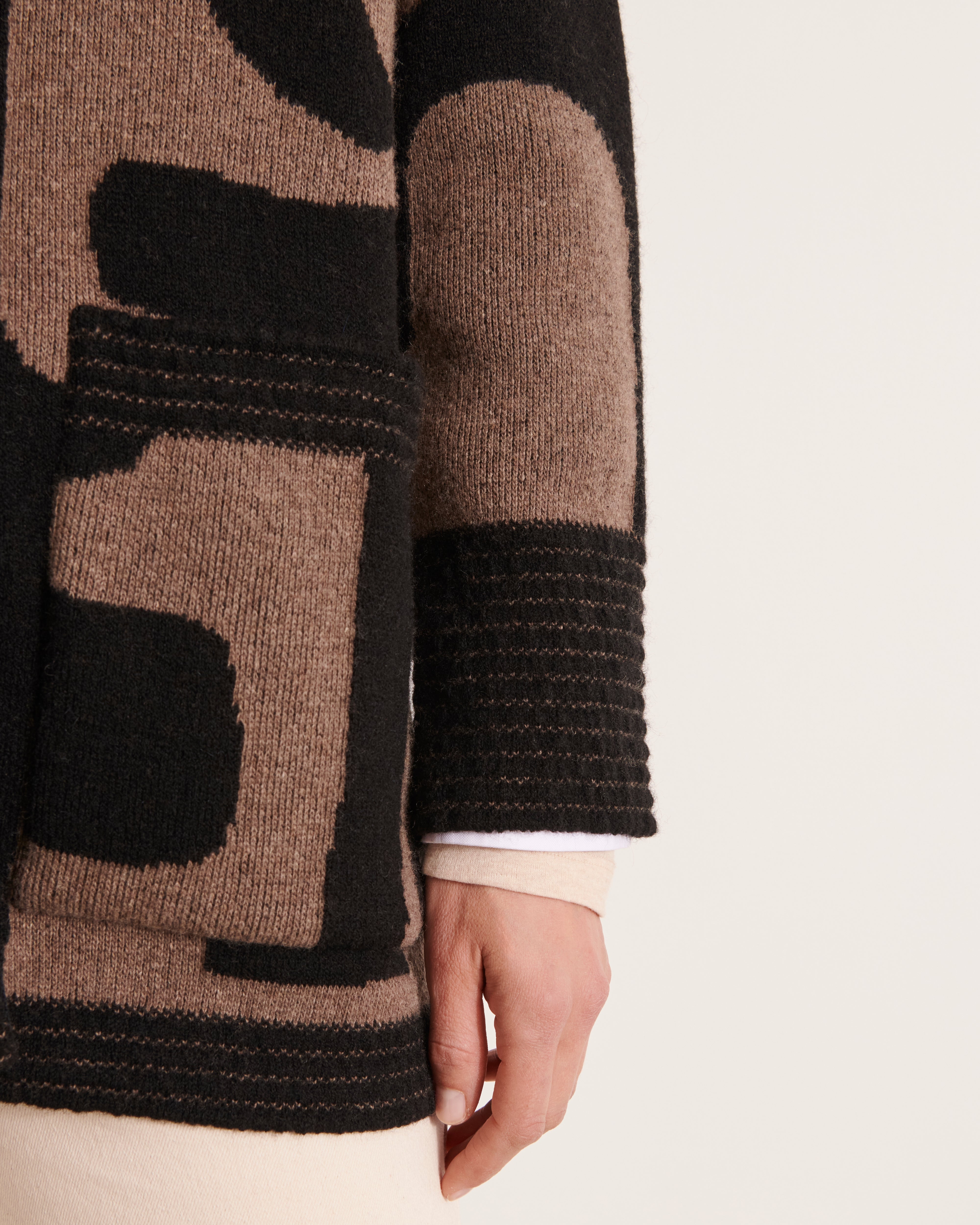 manteau en maille jacquard graphique en laine cachemire et alpaga