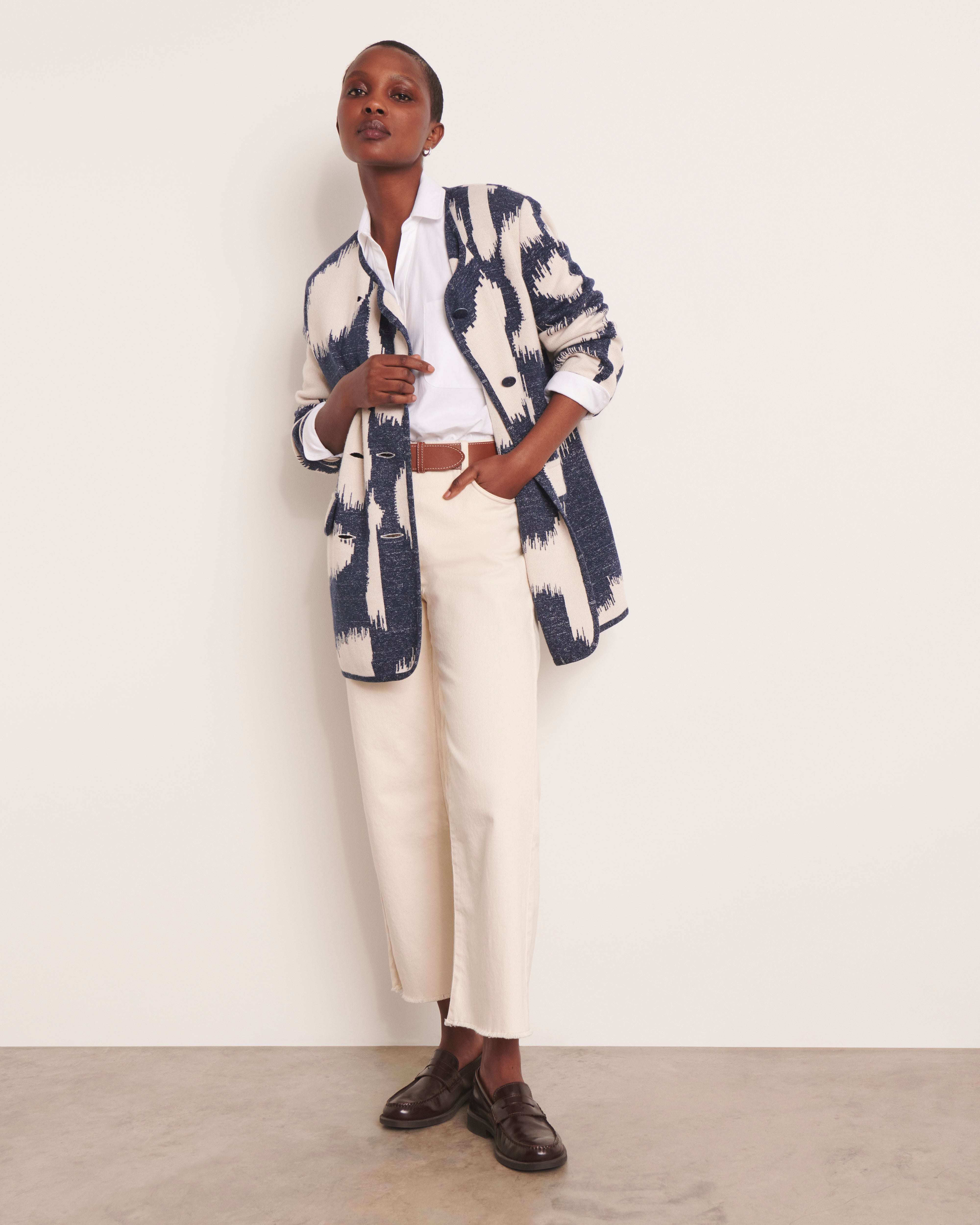 Manteau en maille jacquard NEPTUNE/13002/881