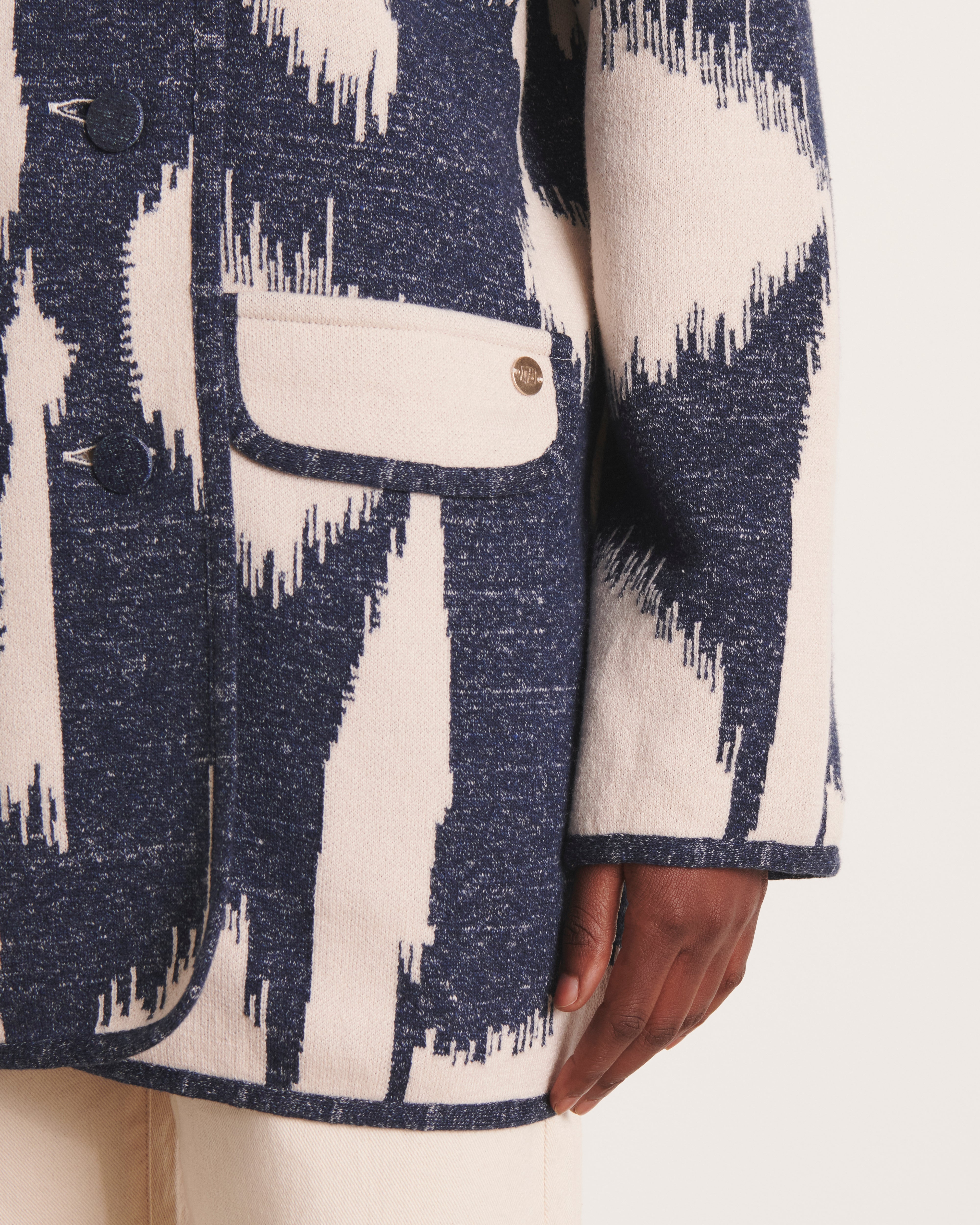 Manteau en maille jacquard NEPTUNE/13002/881