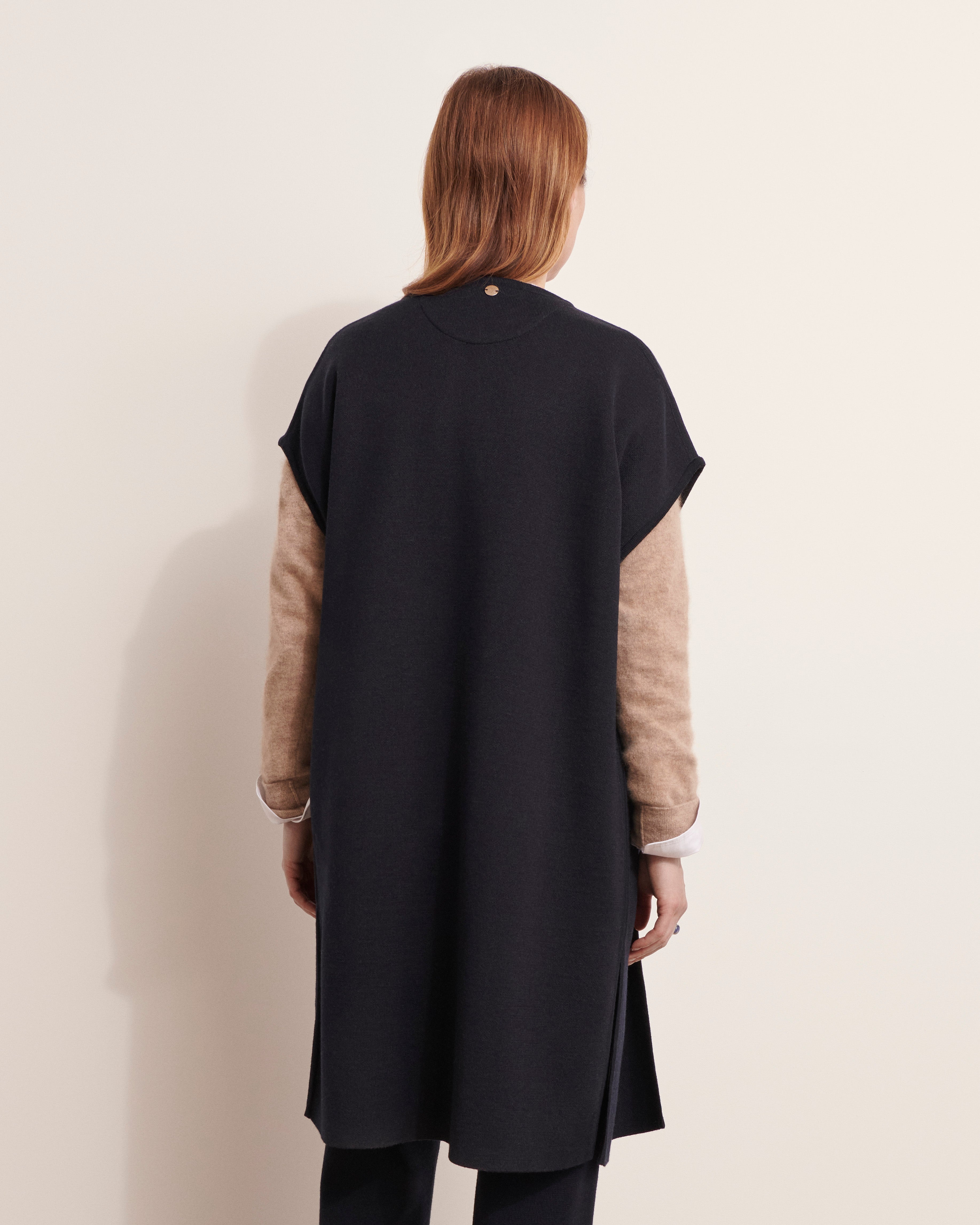 Manteau sans manches en maille double face réversible