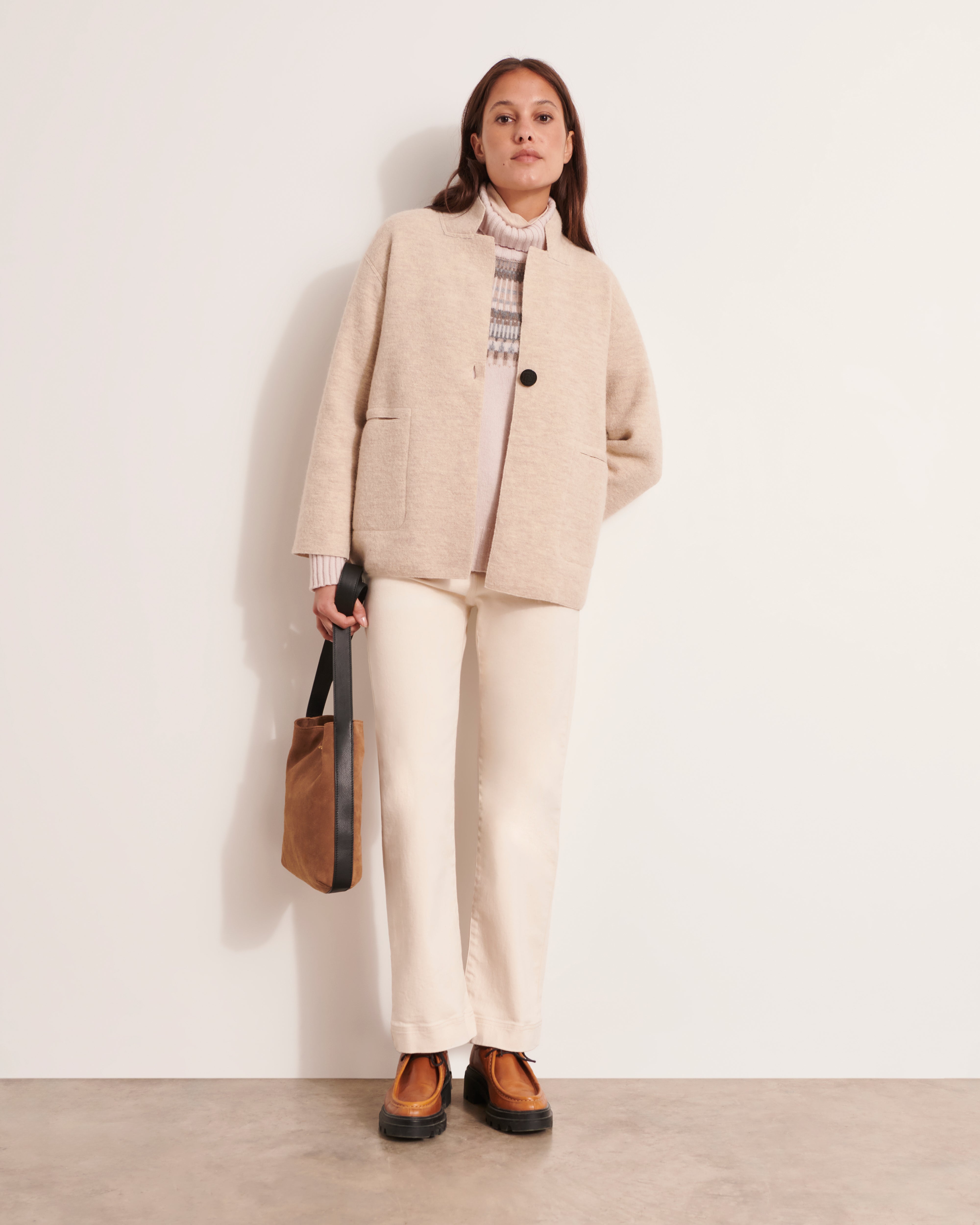 Manteau court en laine bouillie NEWTON/12042/005