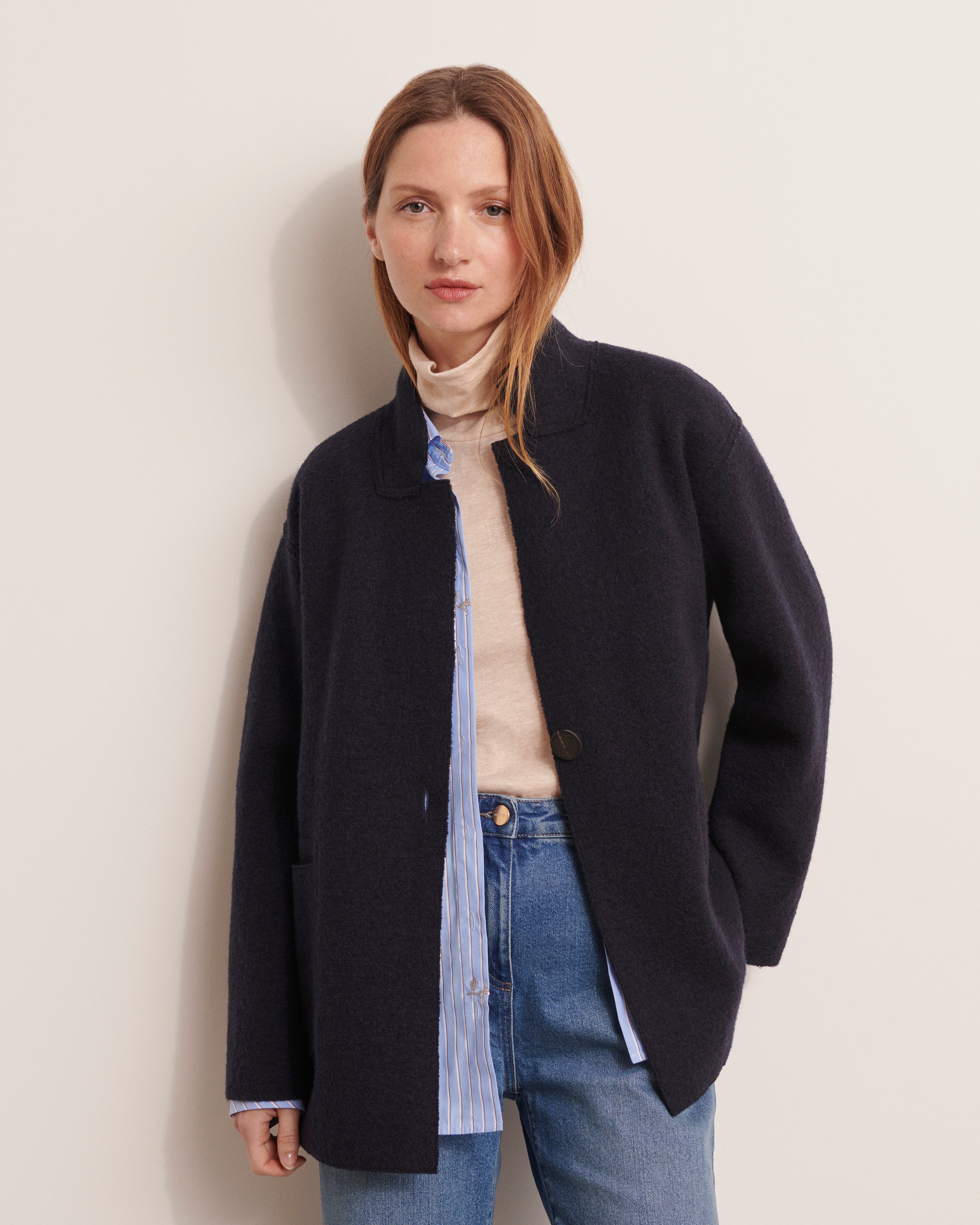 Manteau court en laine bouillie NEWTON/12042/312