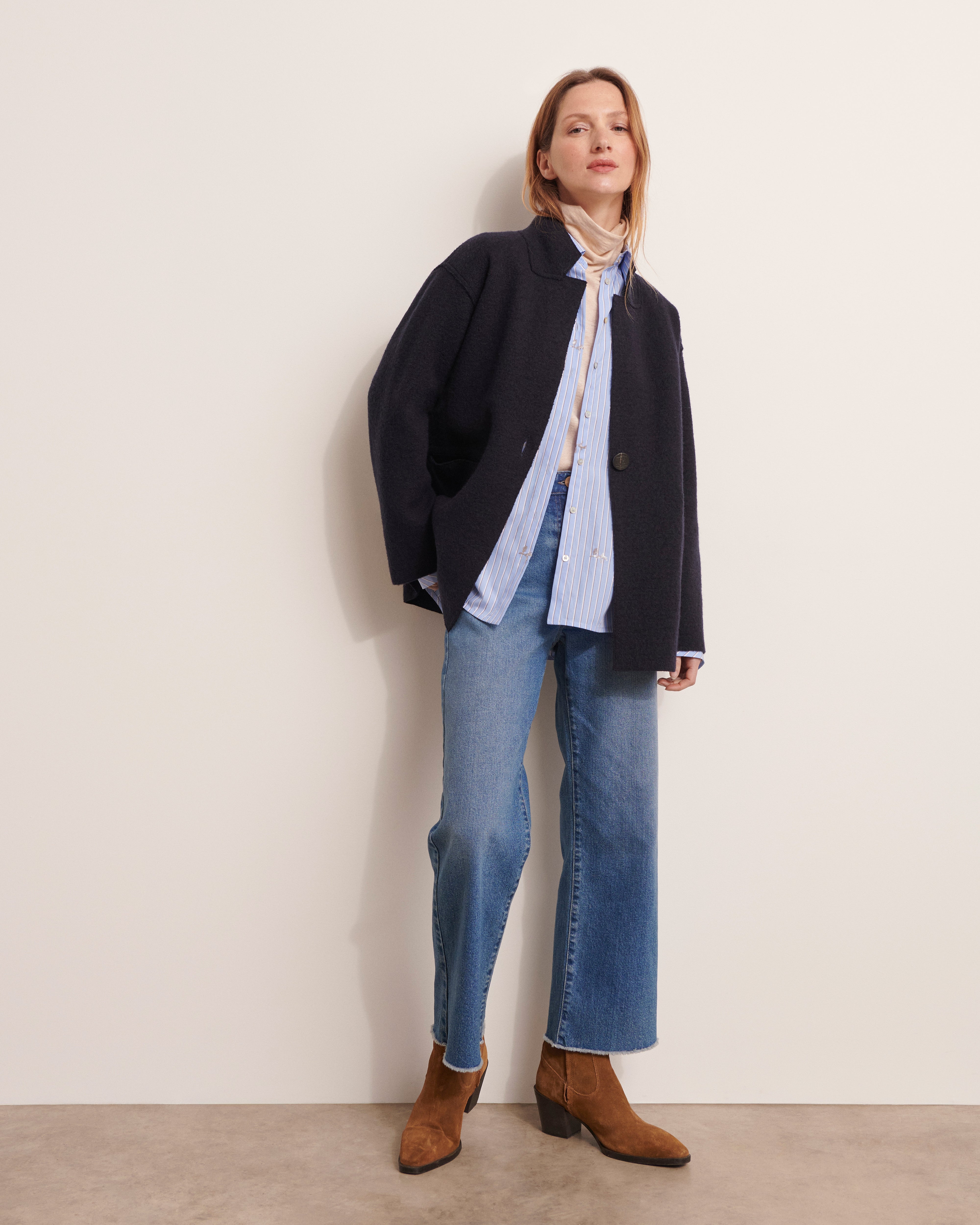 Manteau court en laine bouillie NEWTON/12042/312
