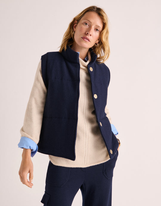 Veste-gilet Devernois En Laine Marine - Taille M-L, Très Chaude, Neuve Sans étiquettes