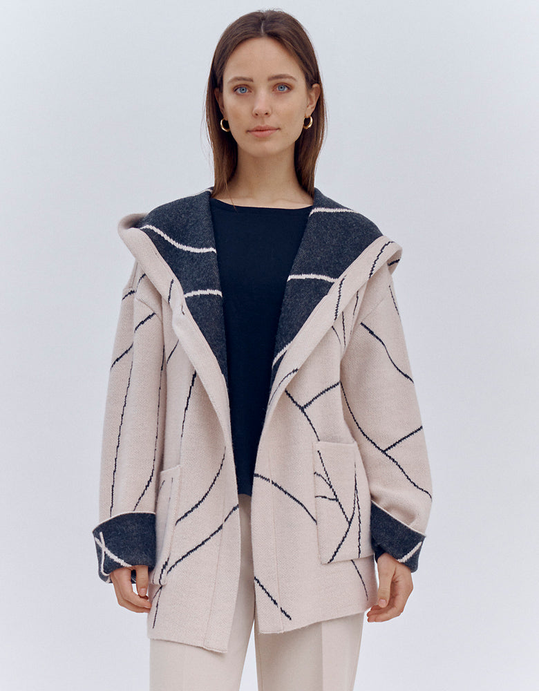 Jacquard knit coat in wool and alpaca NUANCE/86007/761
