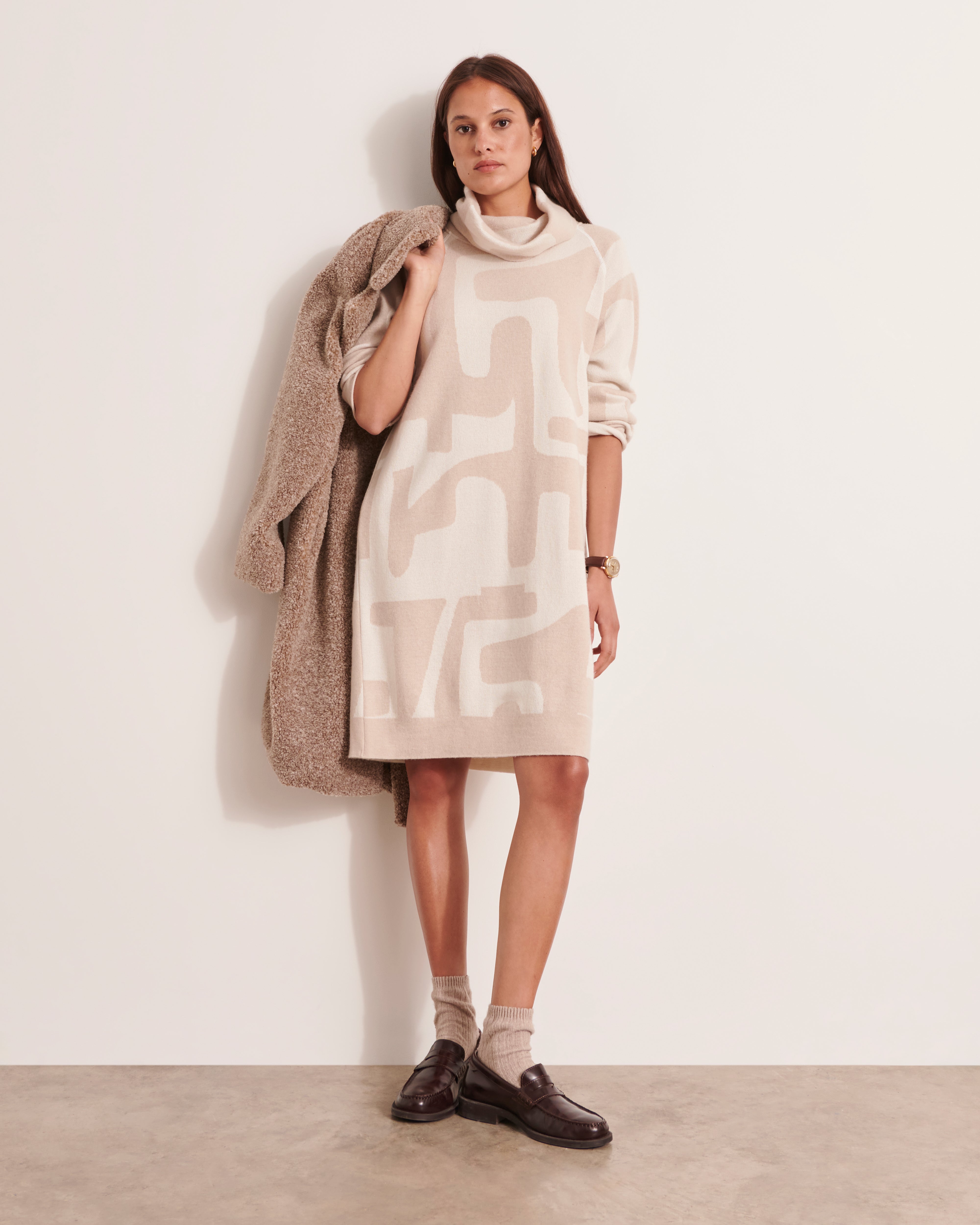 Robe en maille jacquard en laine mérinos et cachemire ORALIA/12189/781