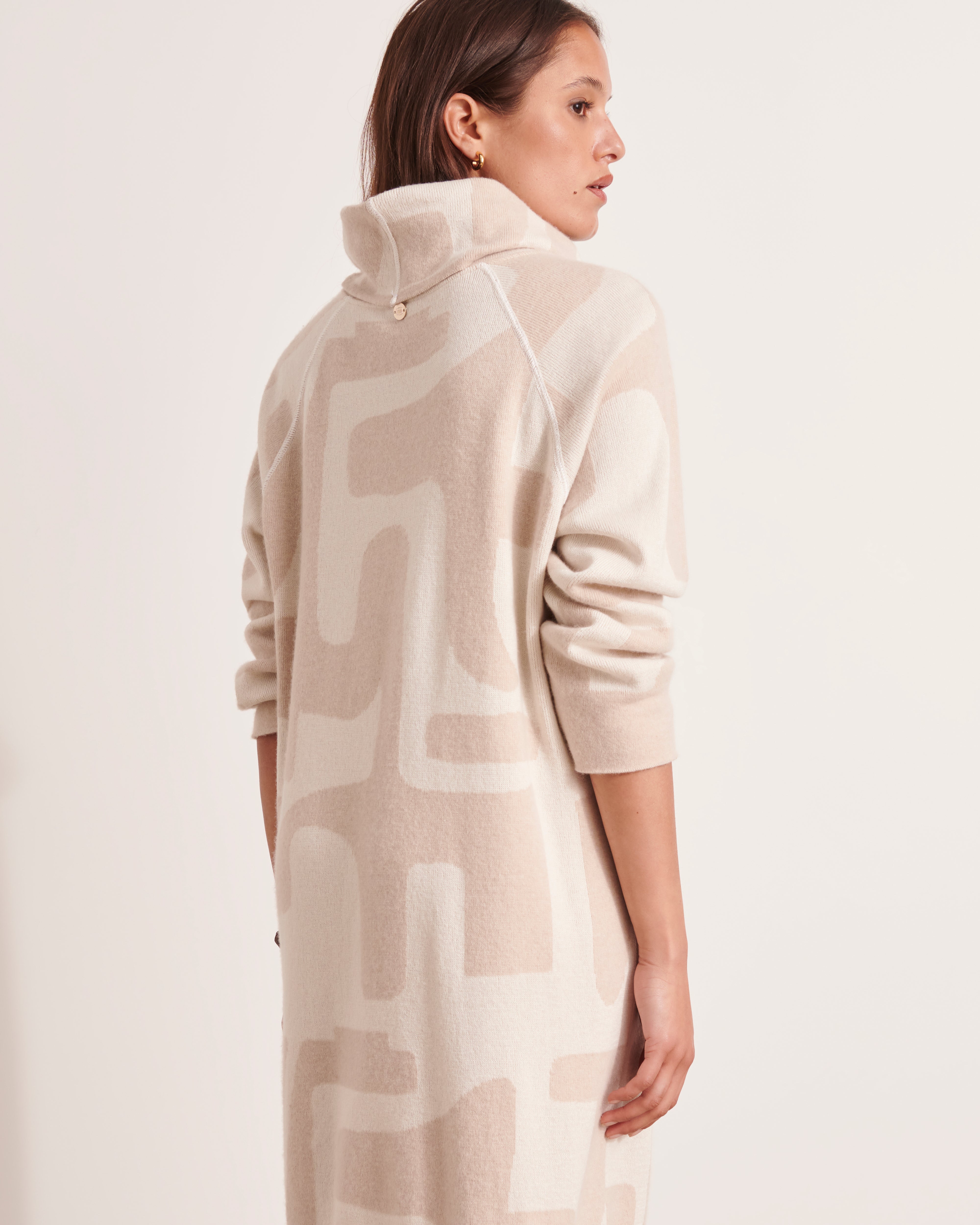 Robe en maille jacquard en laine mérinos et cachemire ORALIA/12189/781