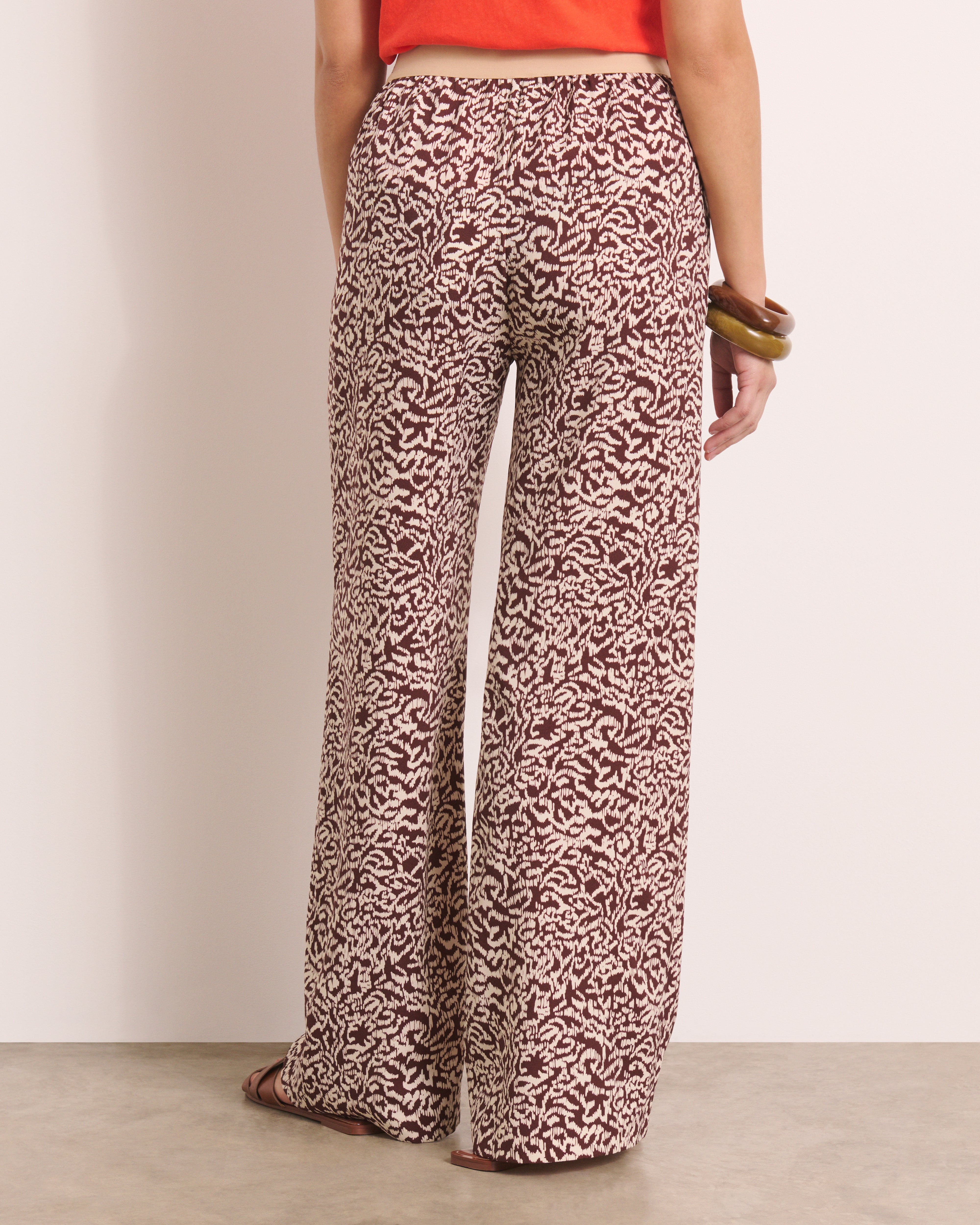 Pantalon large imprimé marron PACHANGA/13207/540