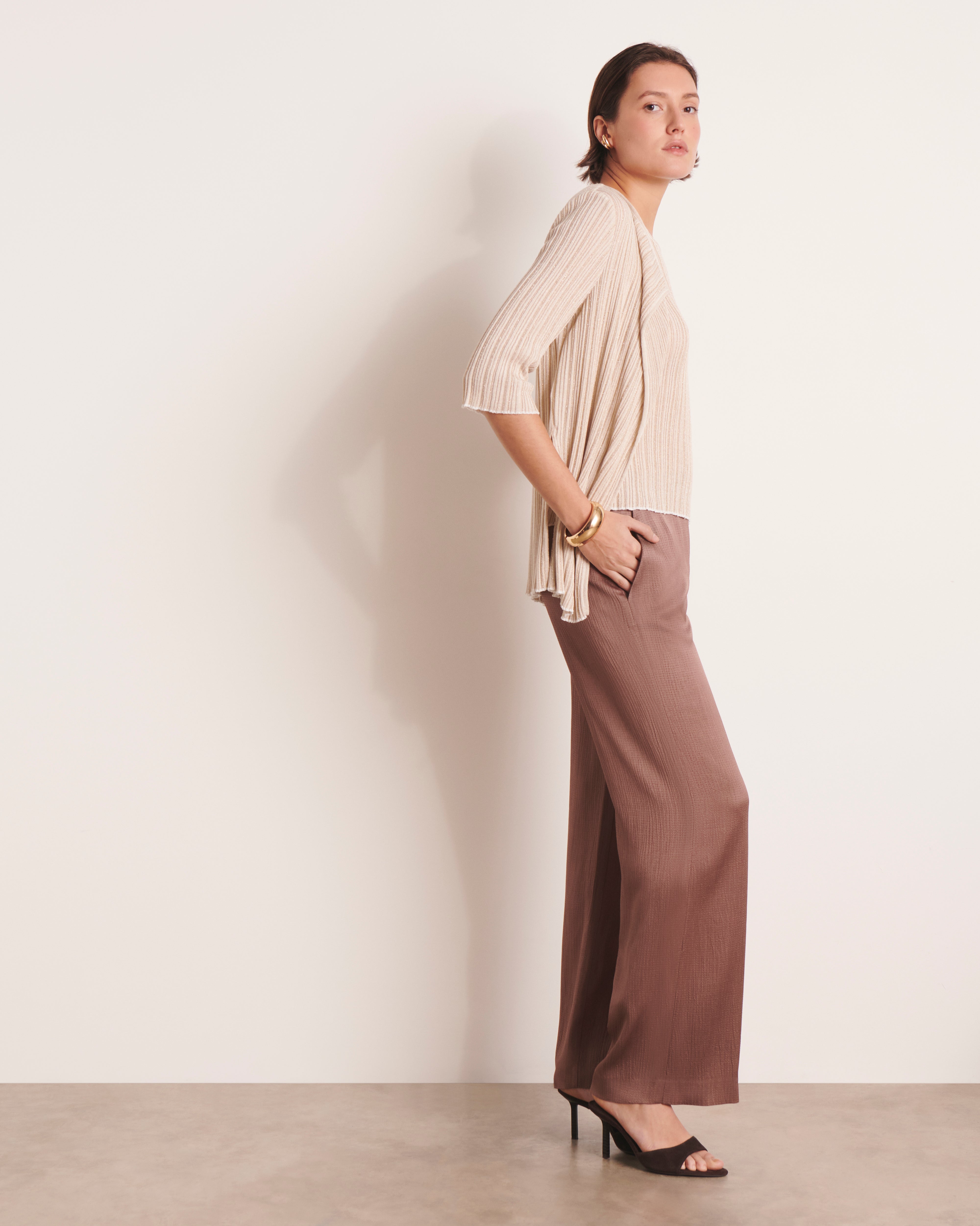 Pantalon large marron PAIO/13038/053