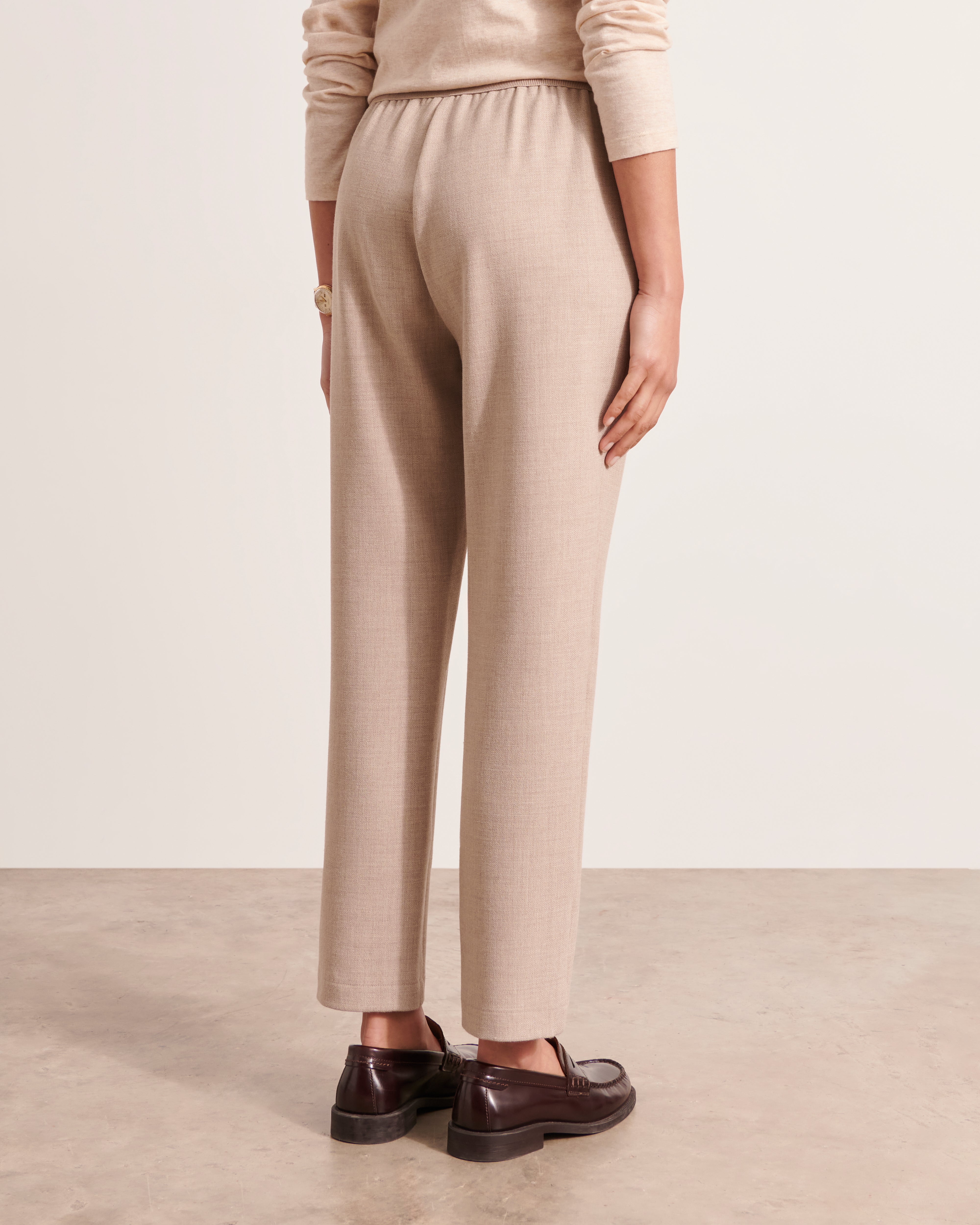 pantalon jogpant en toile nattée beige