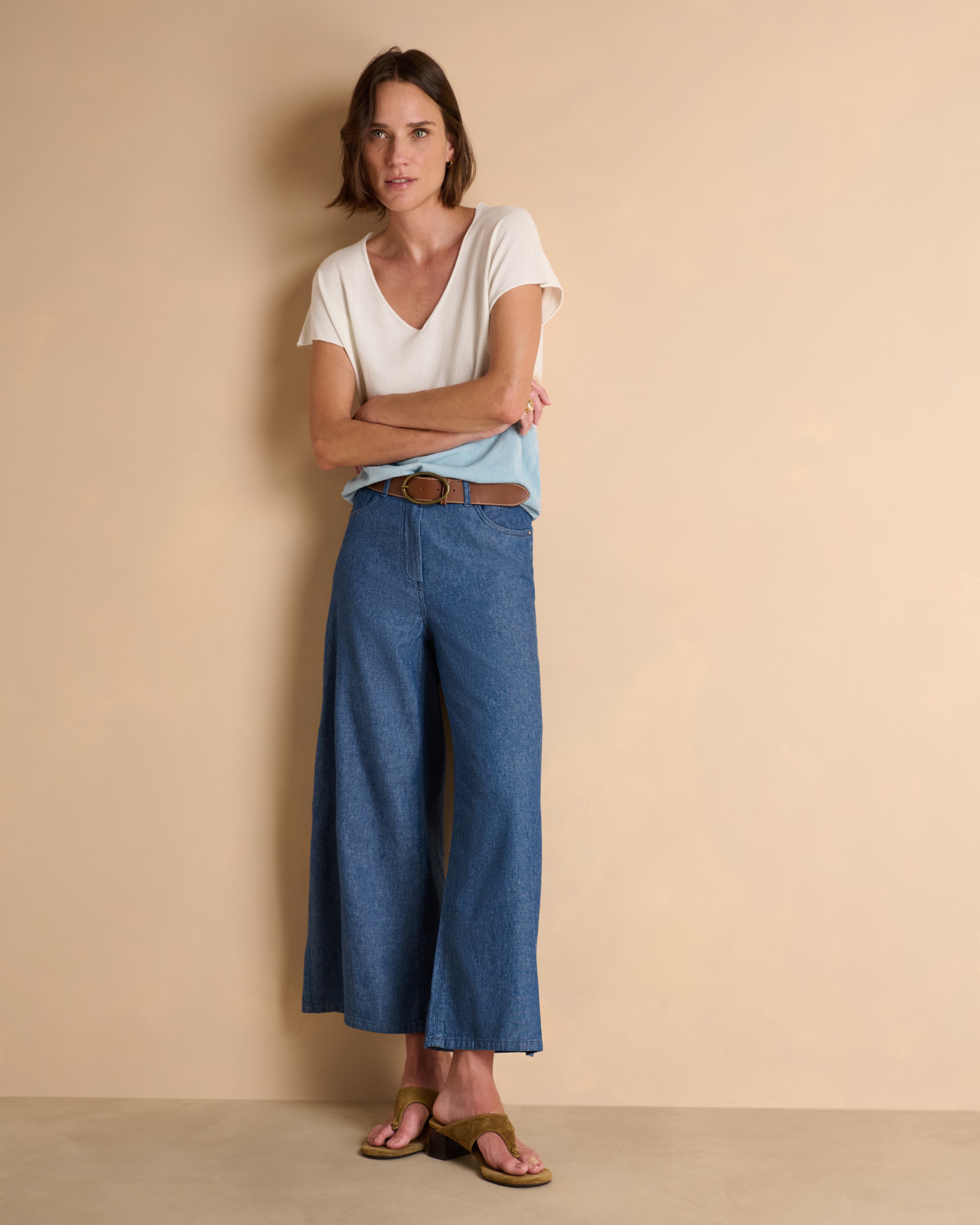 Jean jupe-culotte bleu en coton 