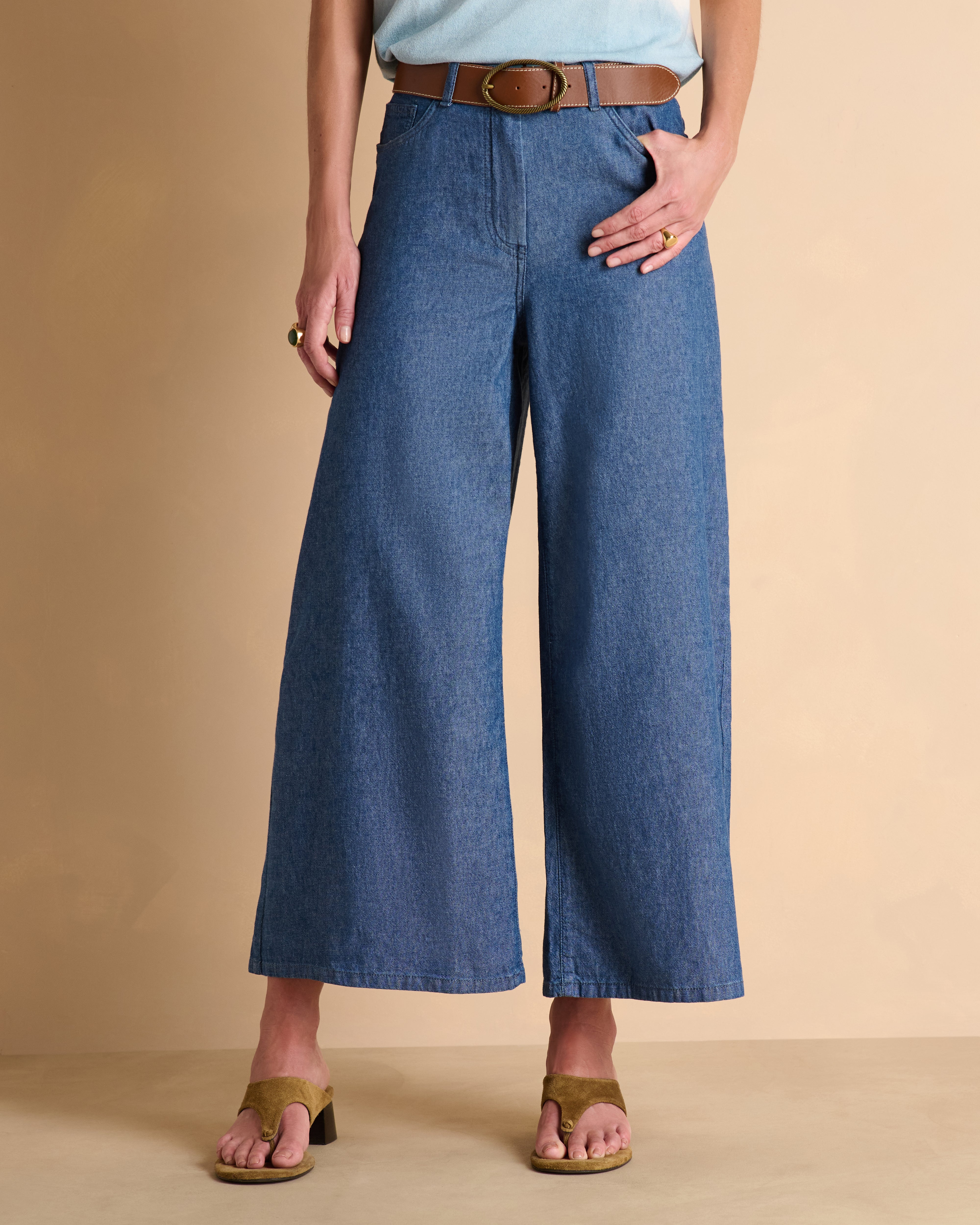 Jean jupe-culotte bleu en coton 