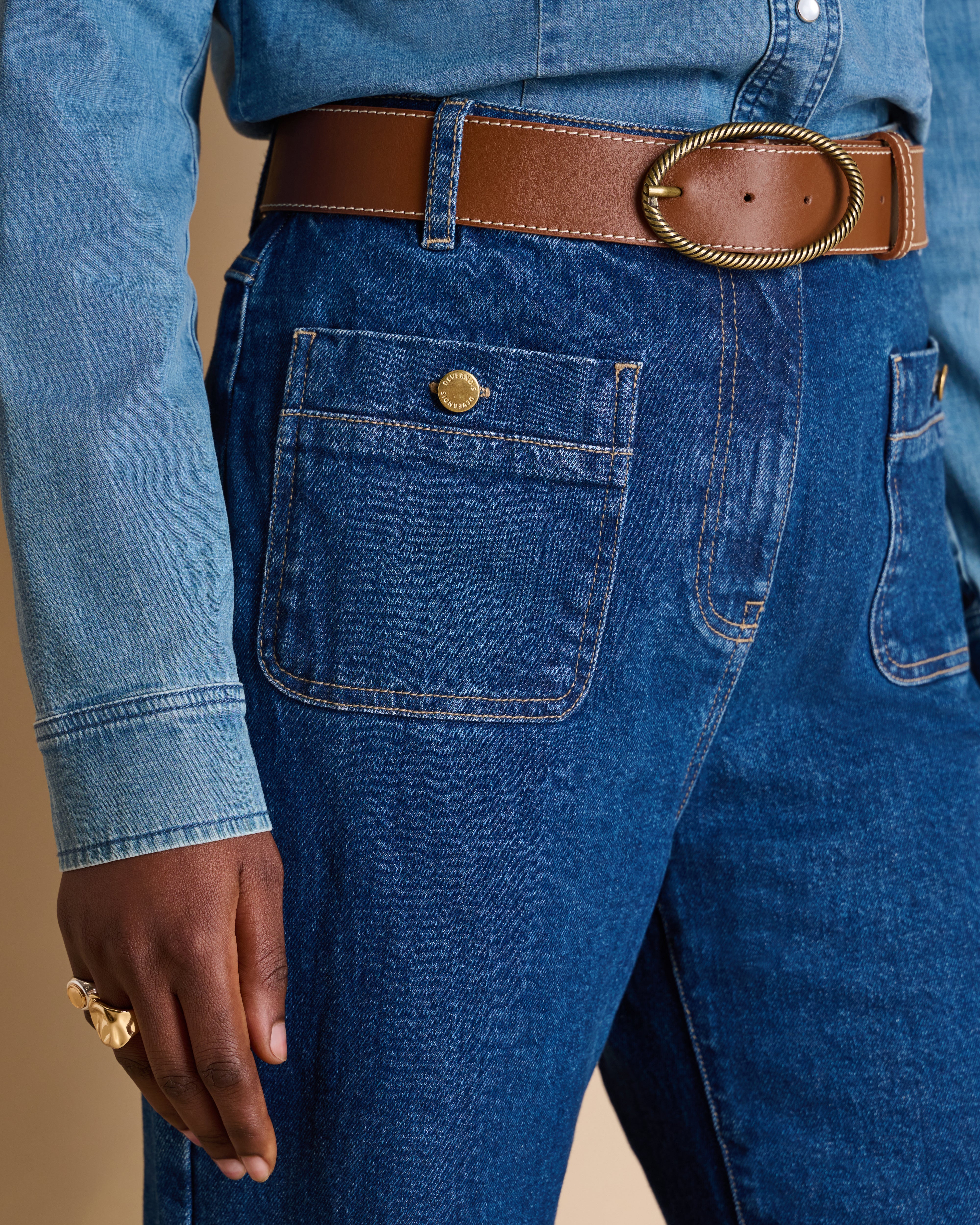 Jean flare bleu en coton stretch