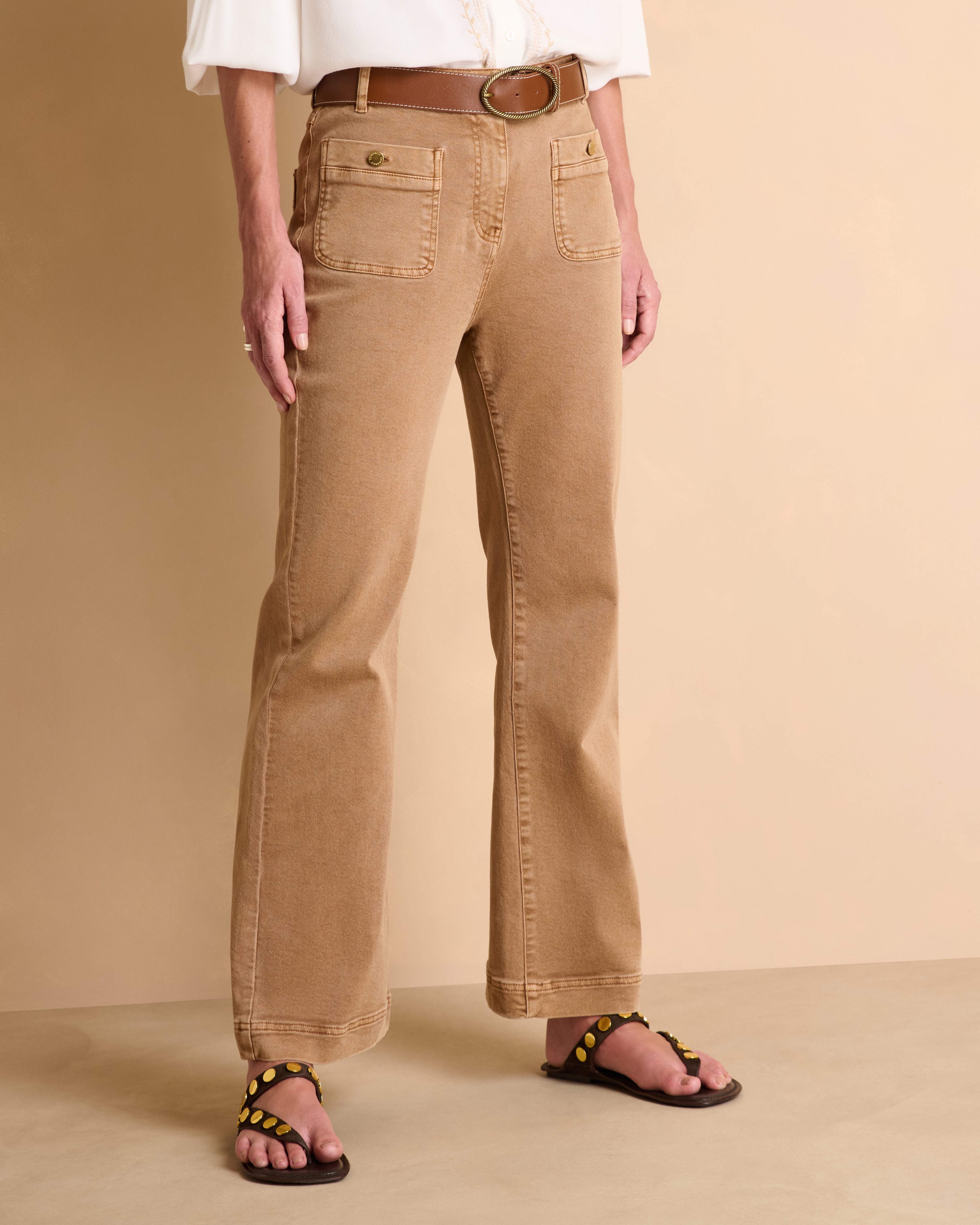 Pantalon marron coupe flare PANDORE-BIS-CM/14228/042