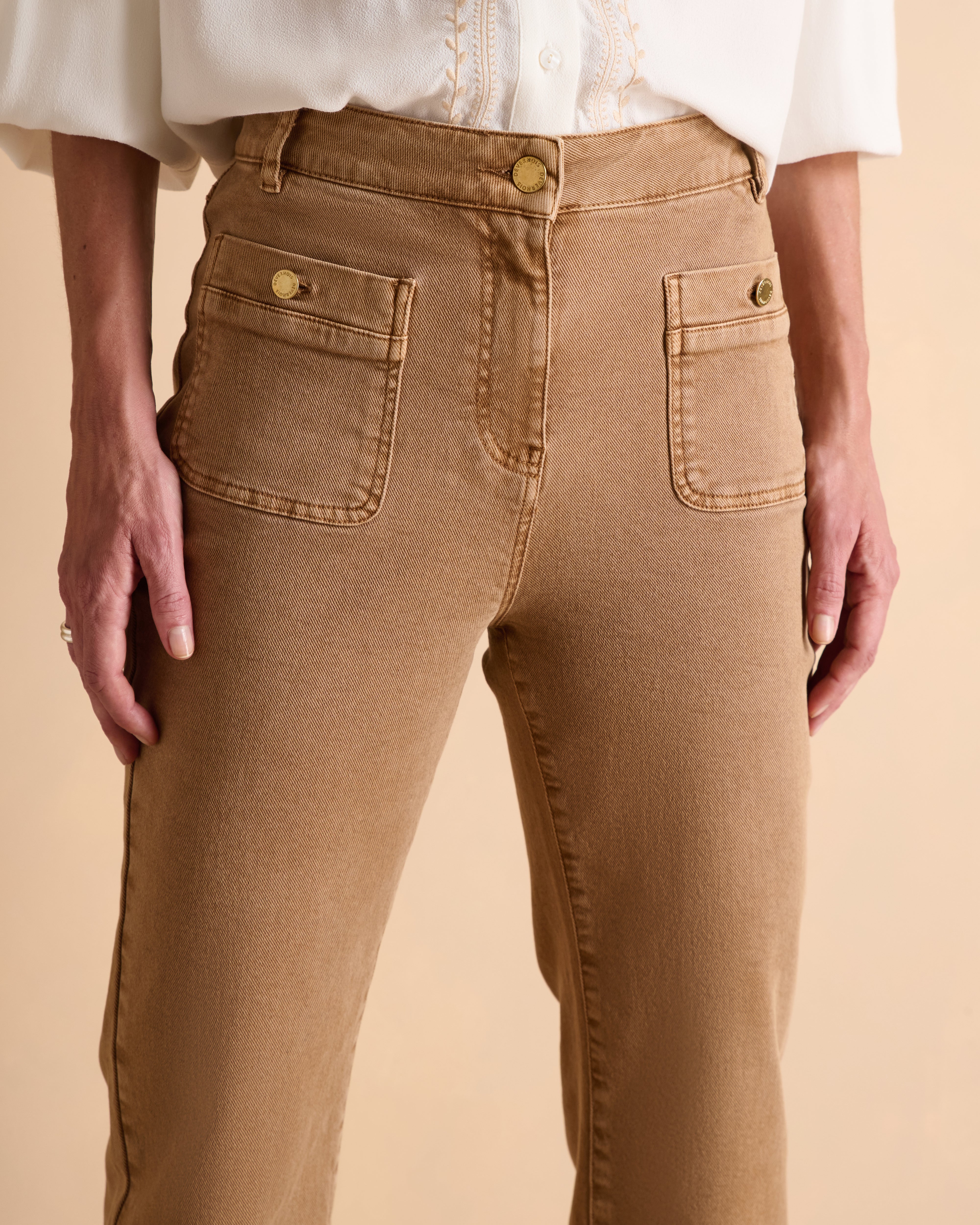 Pantalon marron coupe flare PANDORE-BIS-CM/14228/042