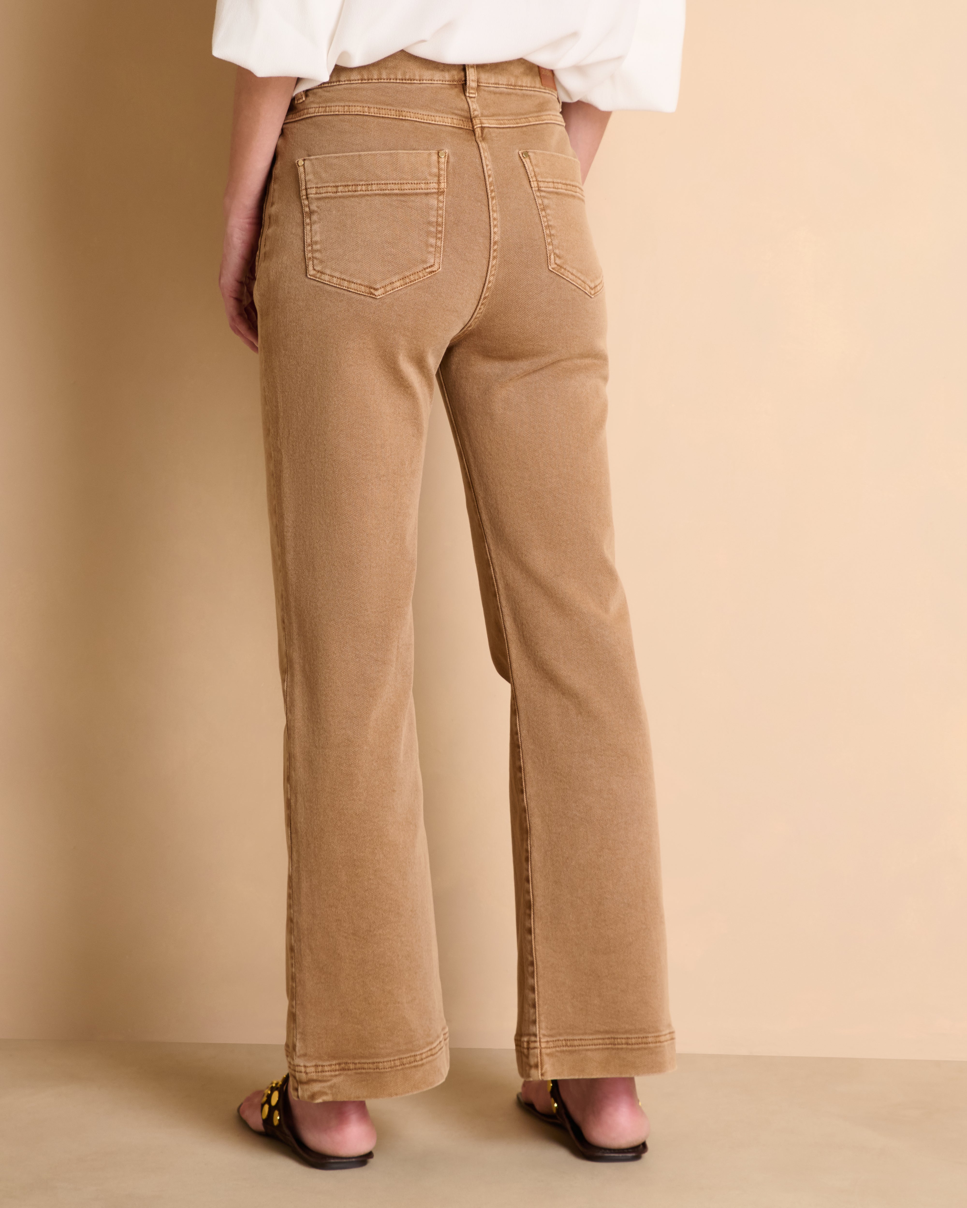 Pantalon marron coupe flare PANDORE-BIS-CM/14228/042