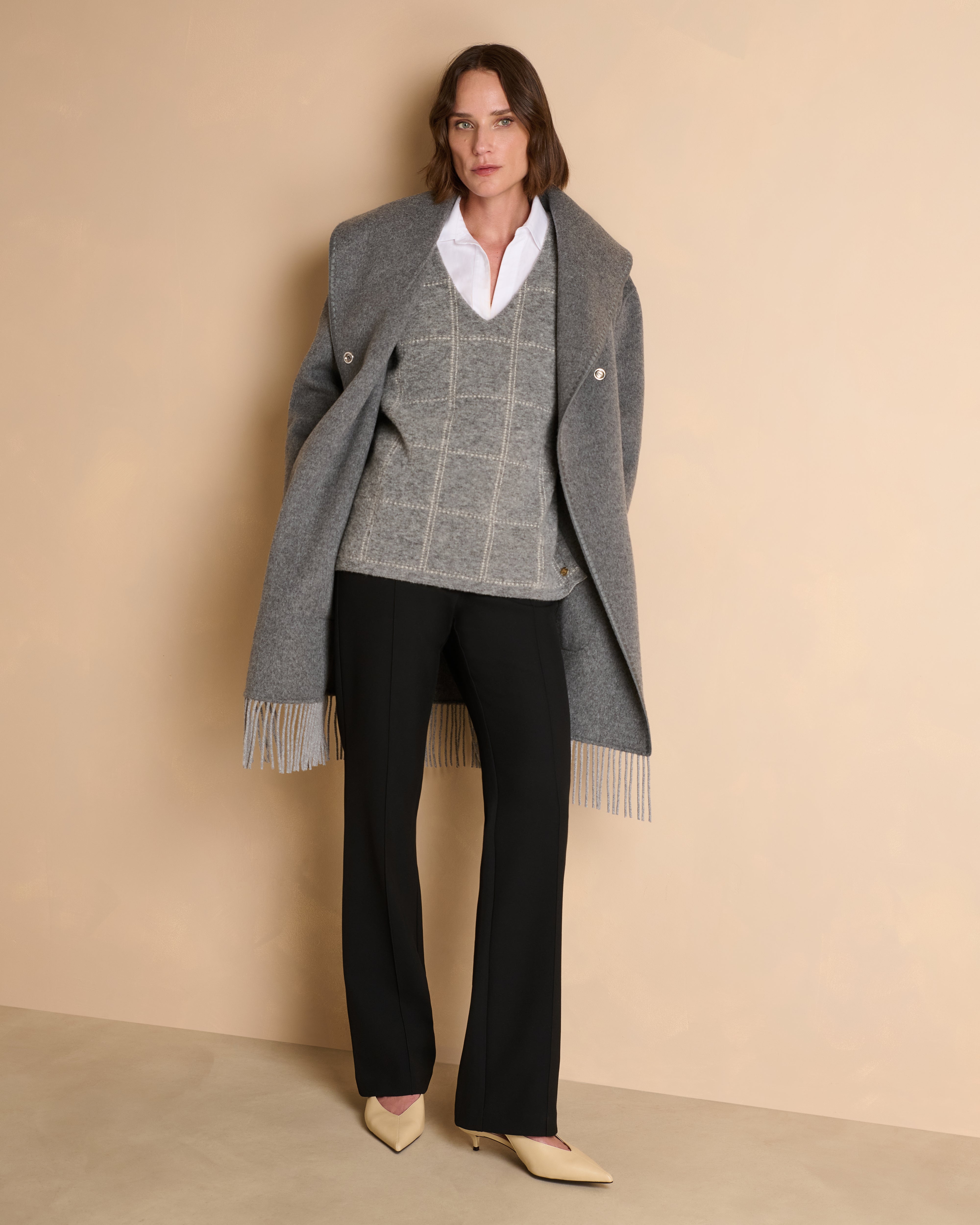 Pantalon noir large et droit nervuré PAULETTE-NEW/14206/500