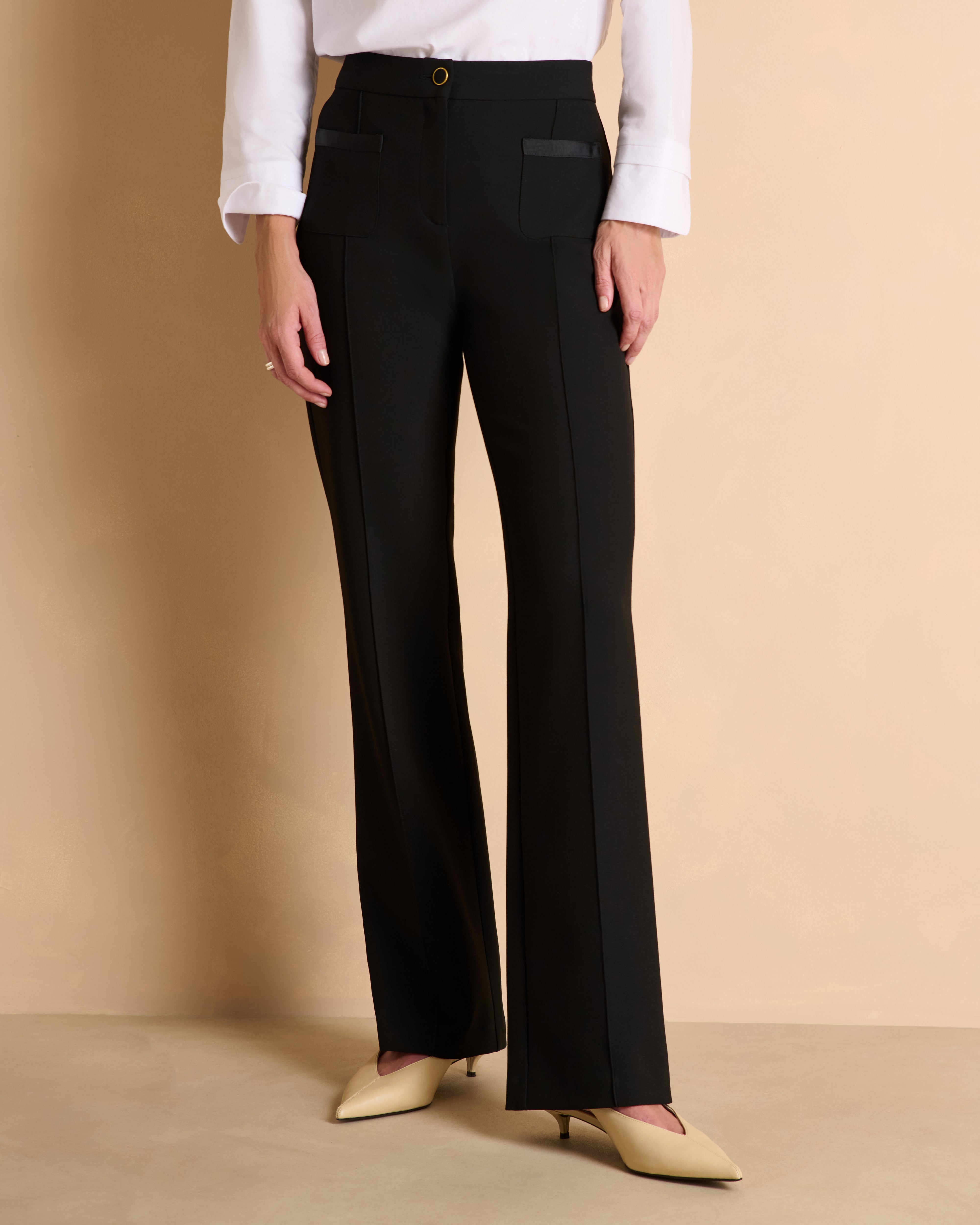 Pantalon noir large et droit nervuré PAULETTE-NEW/14206/500