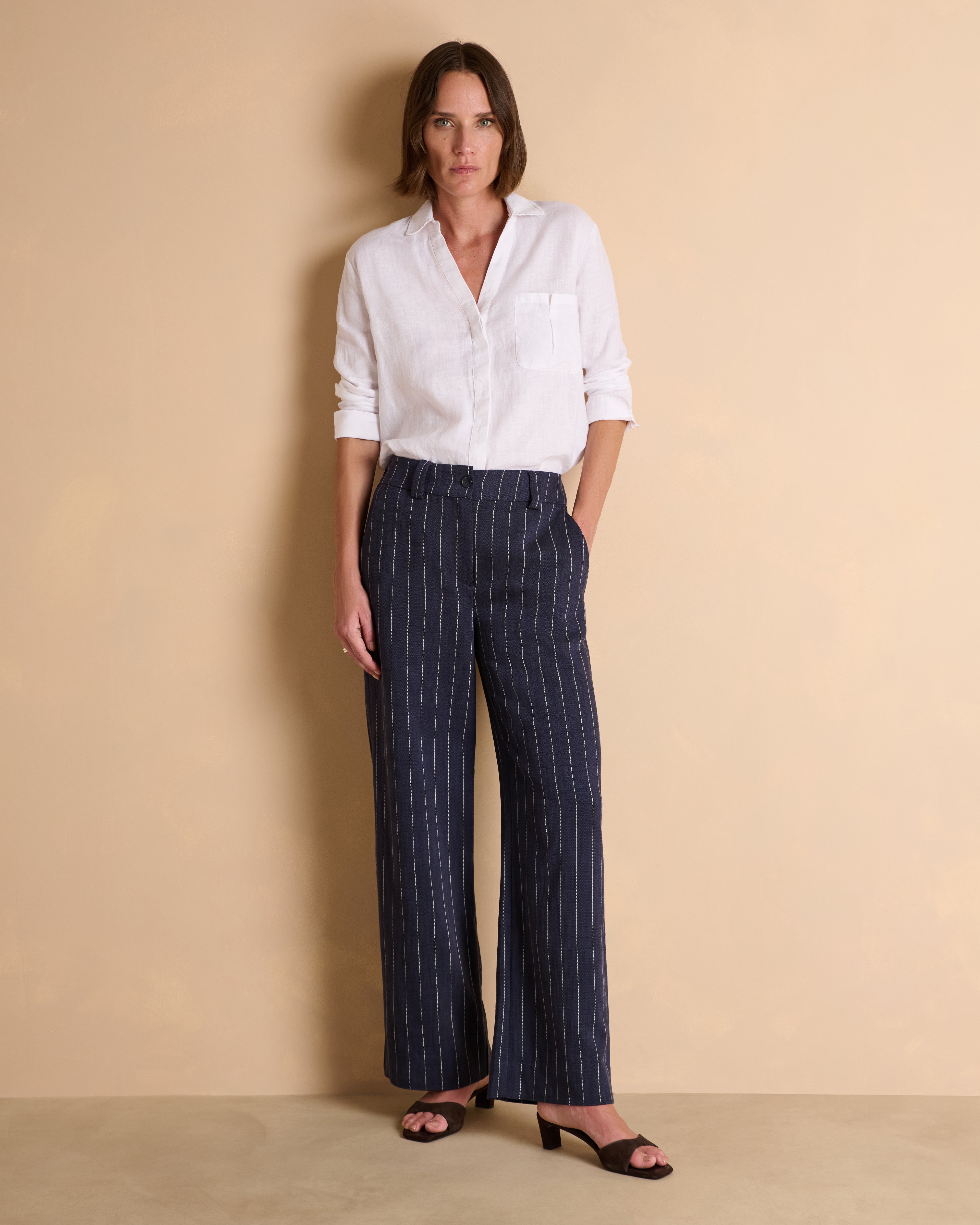 Pantalon large bleu marine à rayures PHILBY13/13323/635