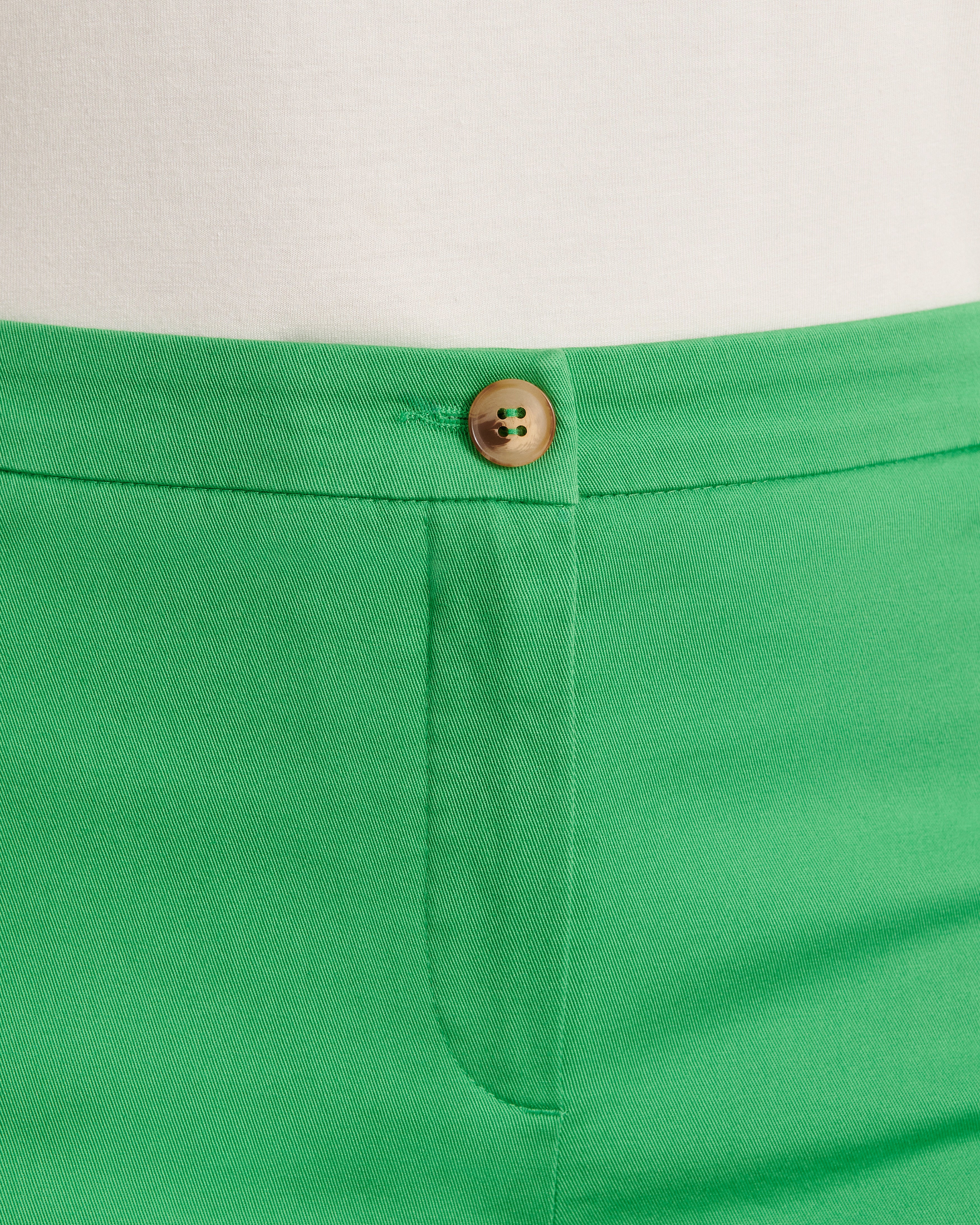 pantalon droit en coton stretch vert longueur 7/8e