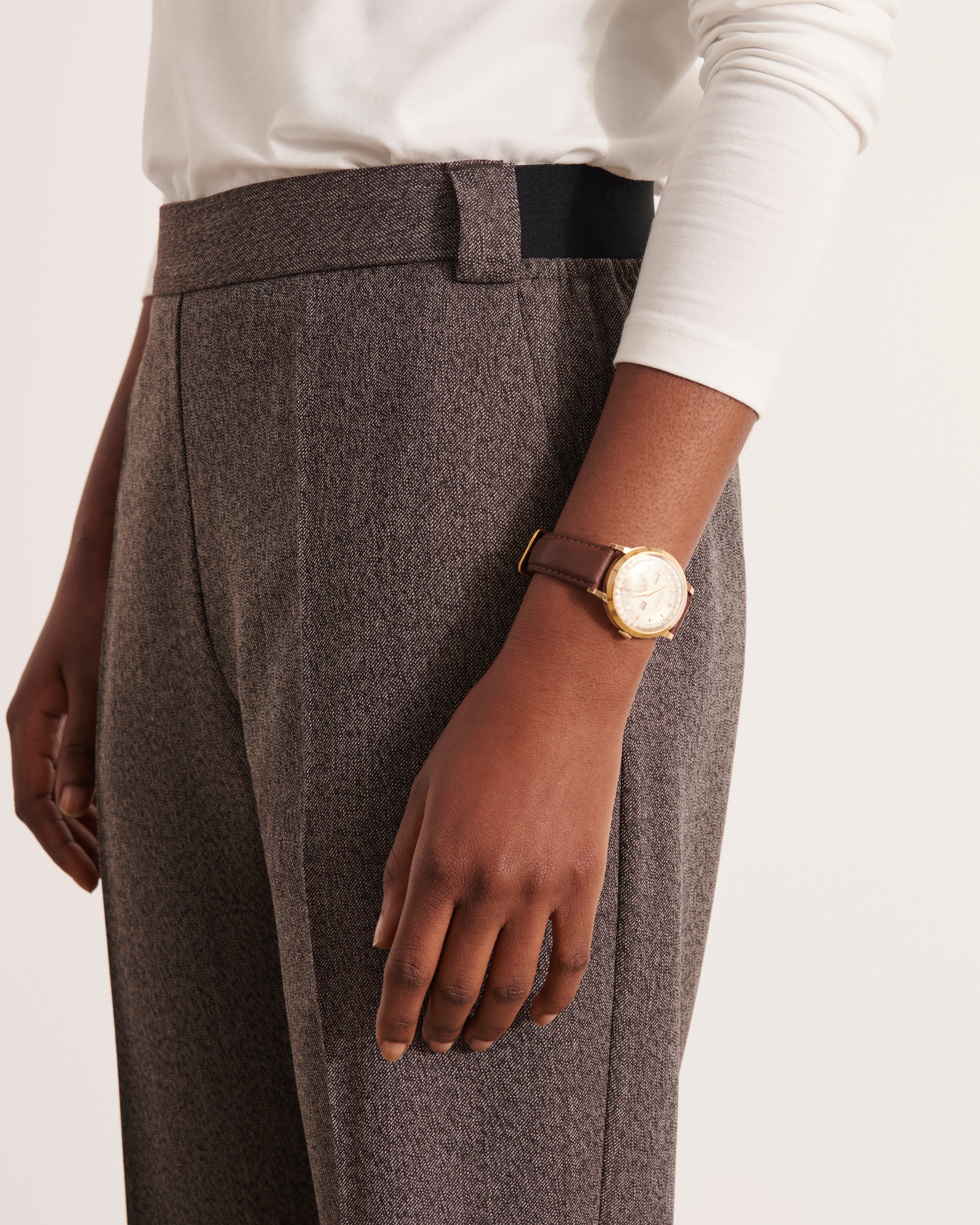 pantalon en sergé chiné stretch gris