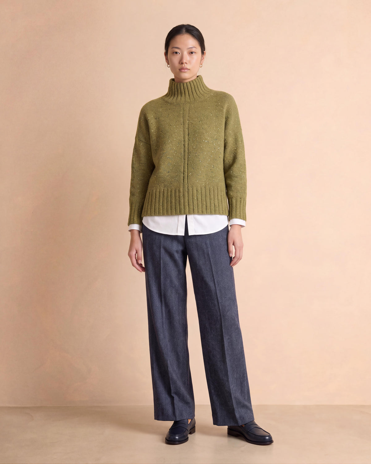Pantalon bleu marine large dos élastiqué POIVRON-BIS/14151/635
