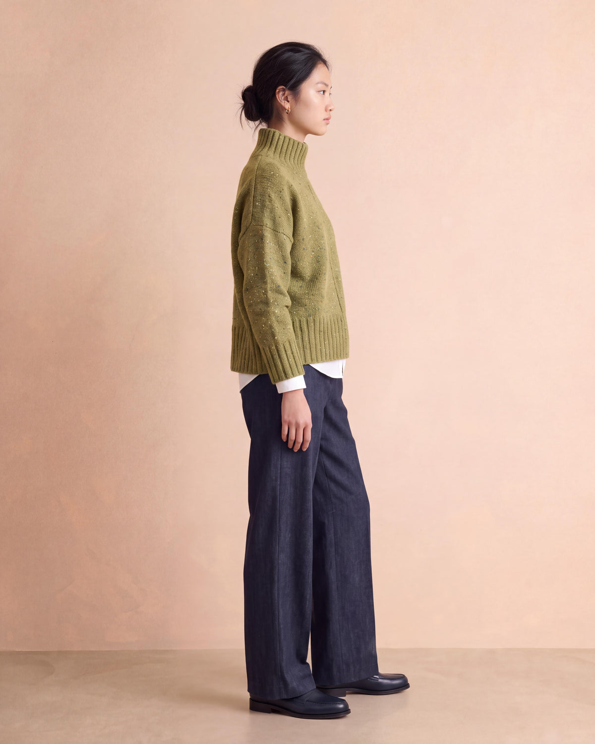 Pantalon bleu marine large dos élastiqué POIVRON-BIS/14151/635