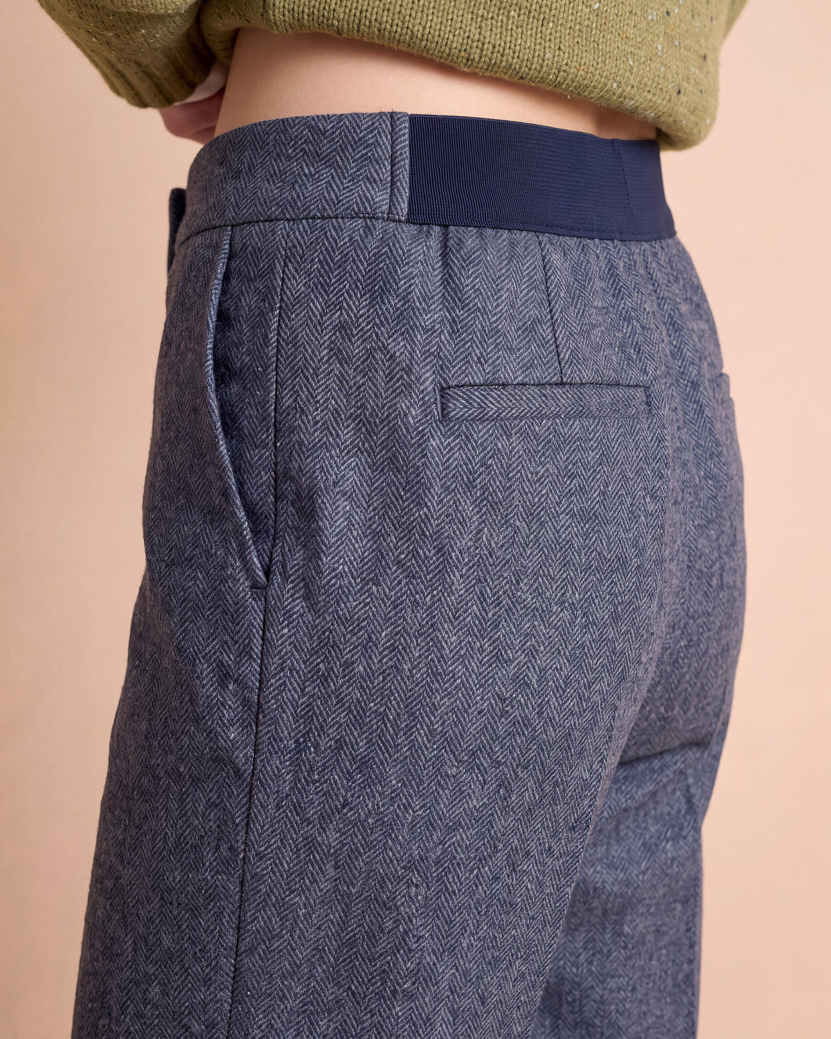 Pantalon bleu marine large dos élastiqué POIVRON-BIS/14151/635