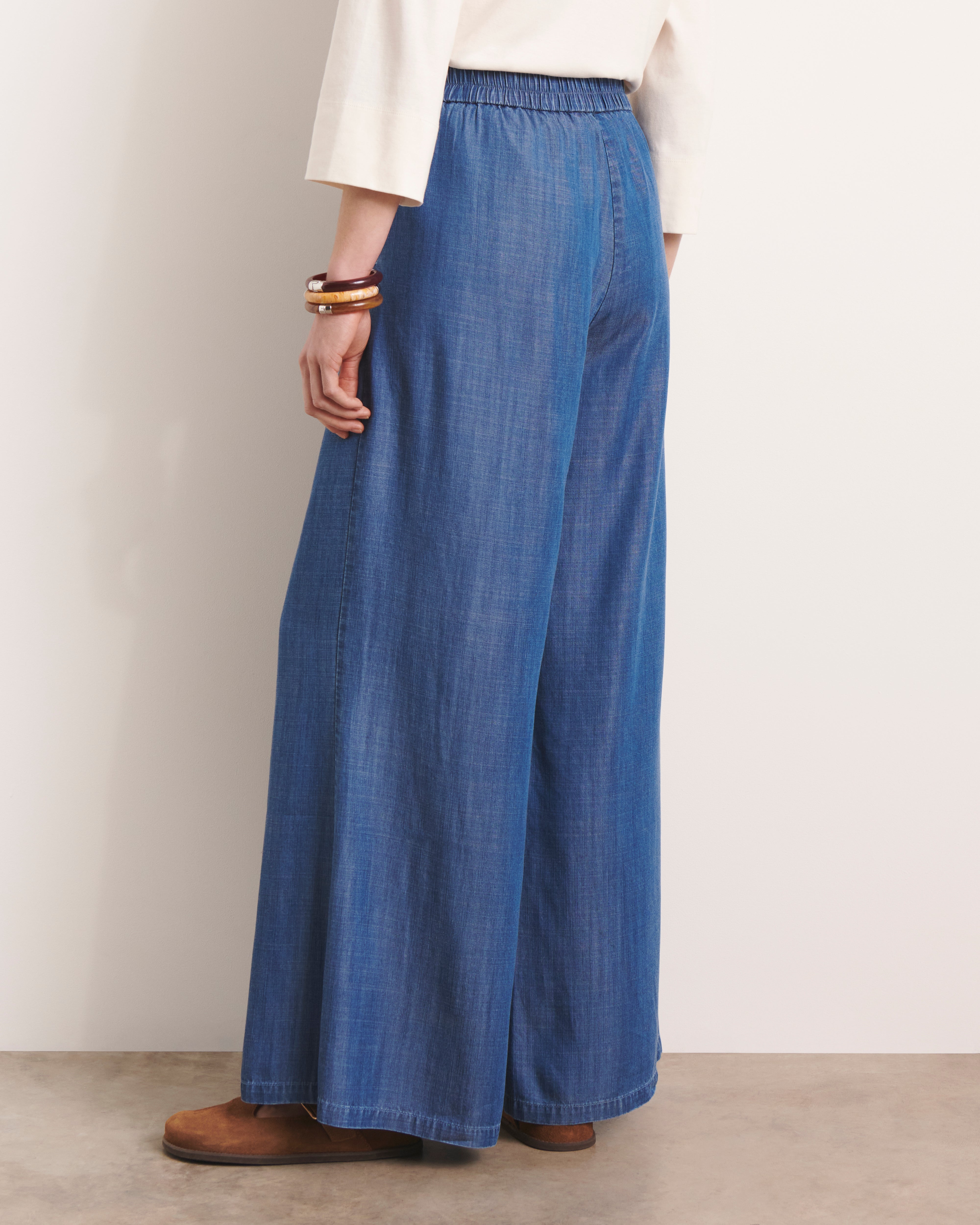 pantalon palazzo en tencel délavé