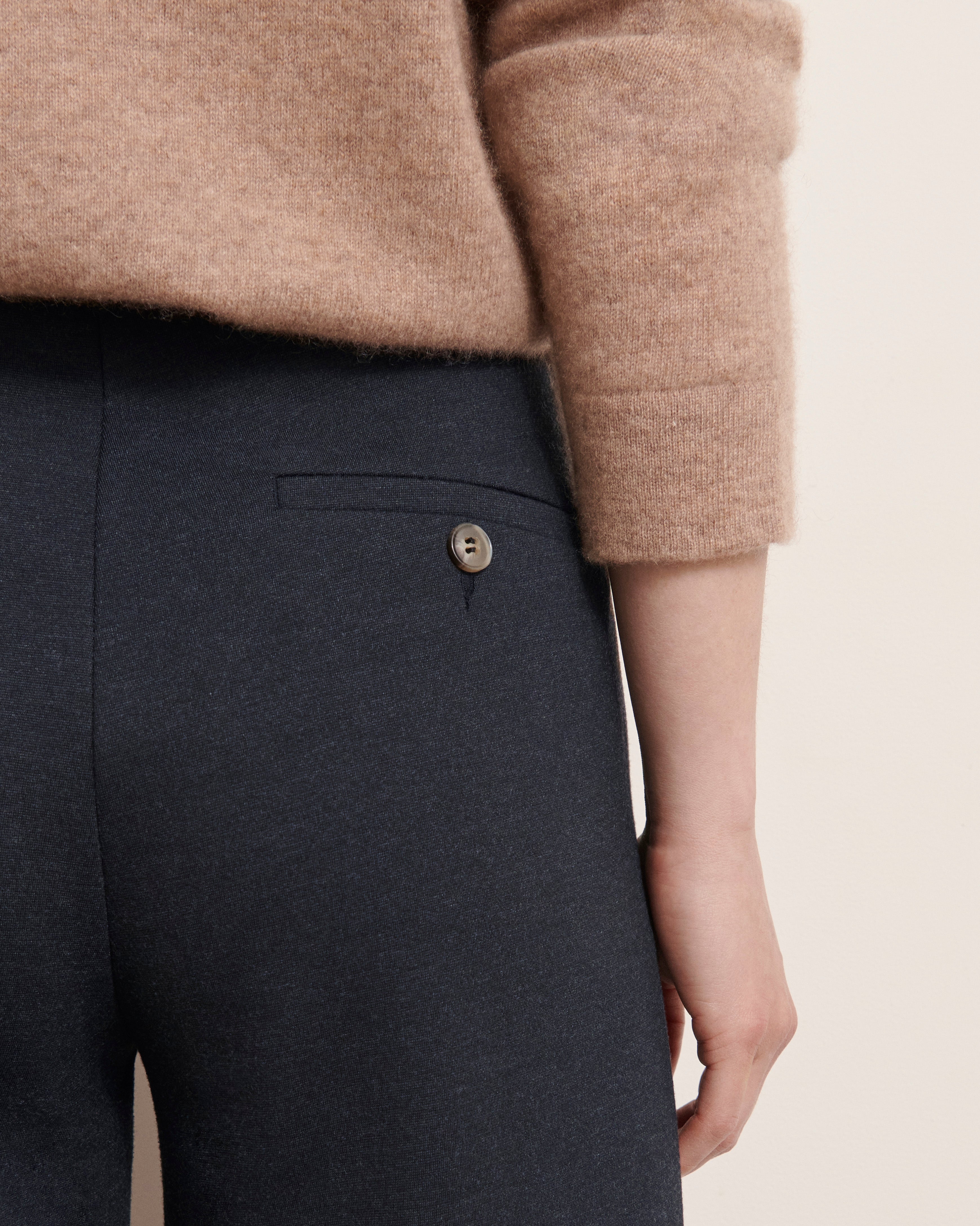 pantalon large bleu marine en jersey stretch