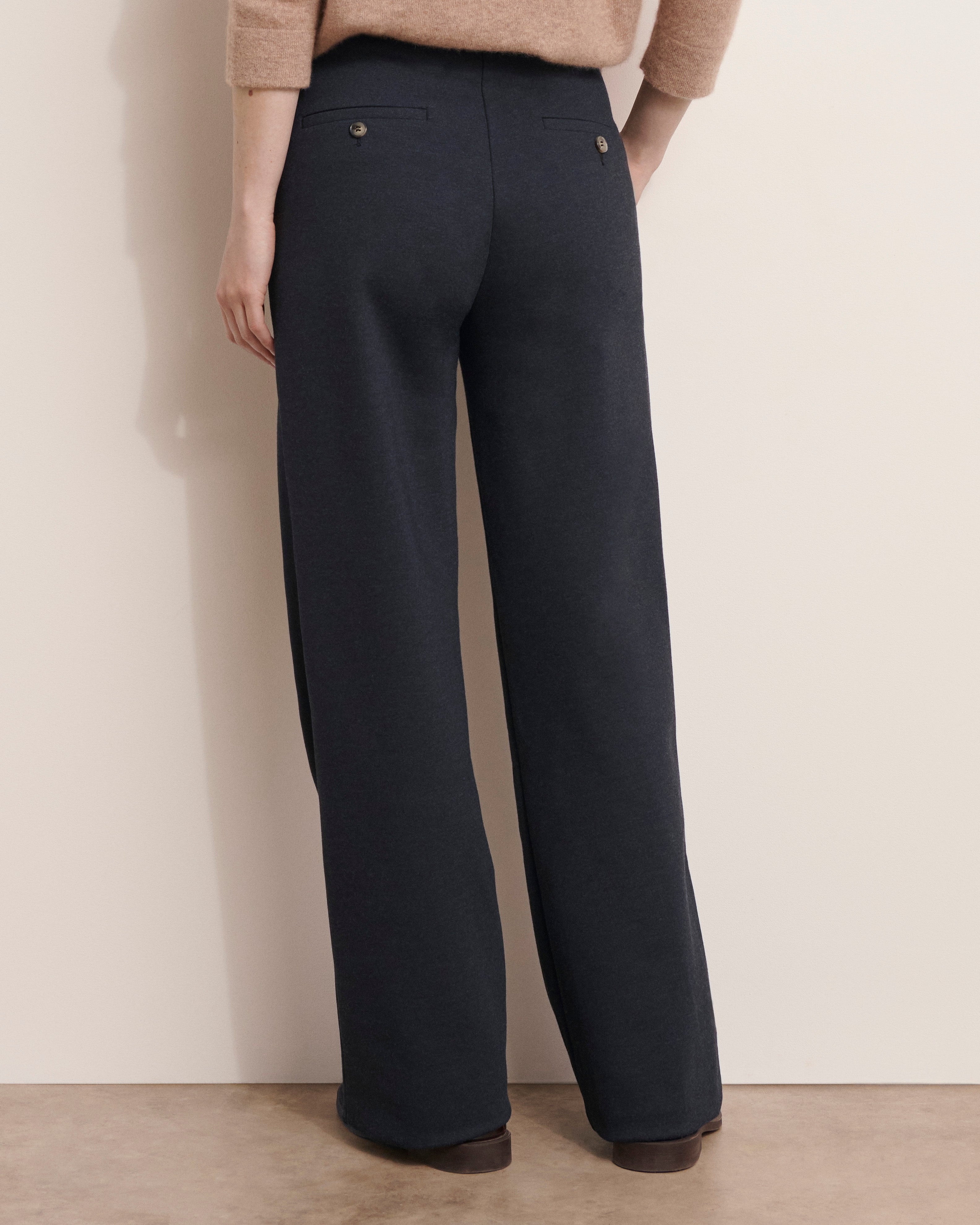 pantalon large bleu marine en jersey stretch