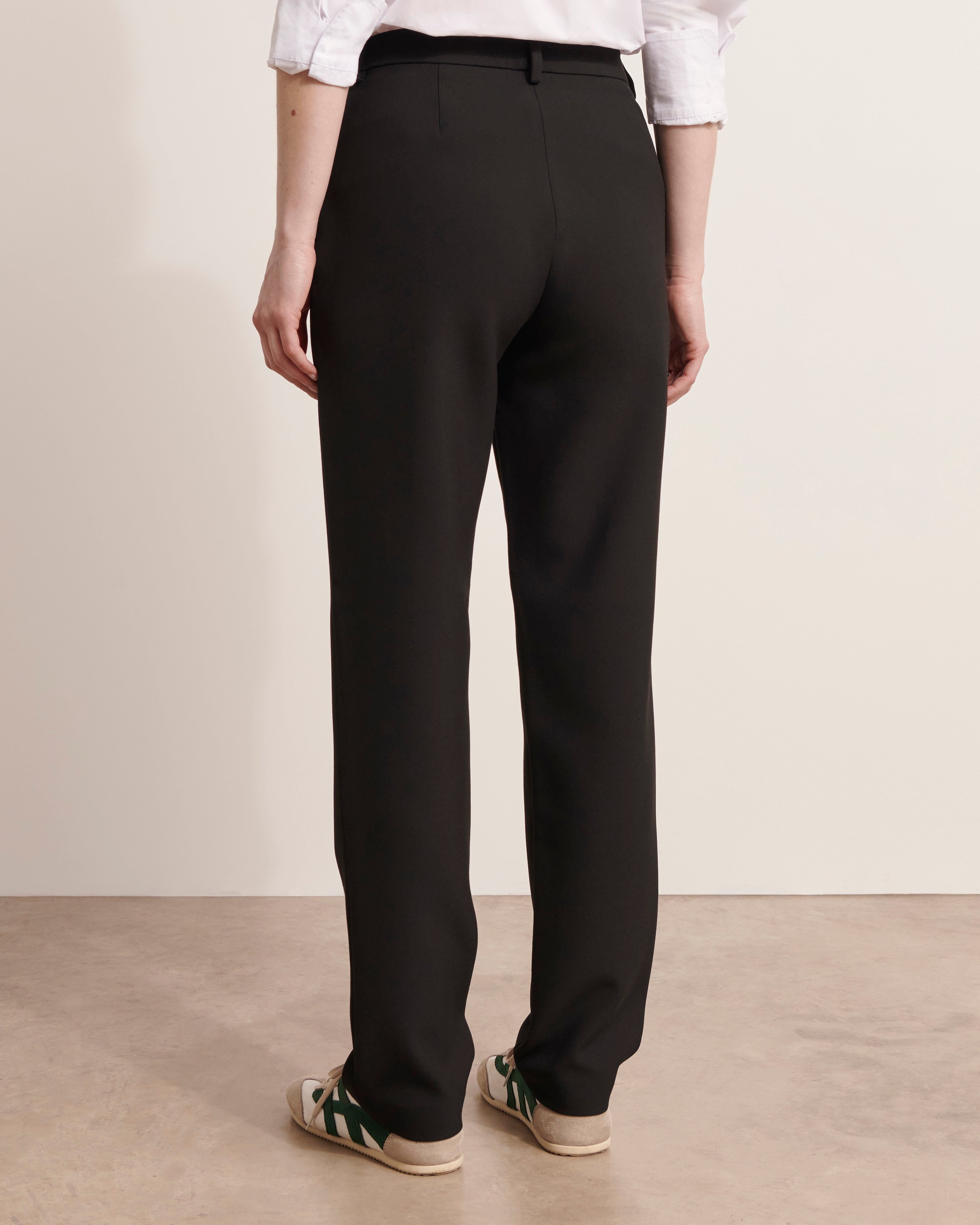 pantalon droit en double toile stretch noir