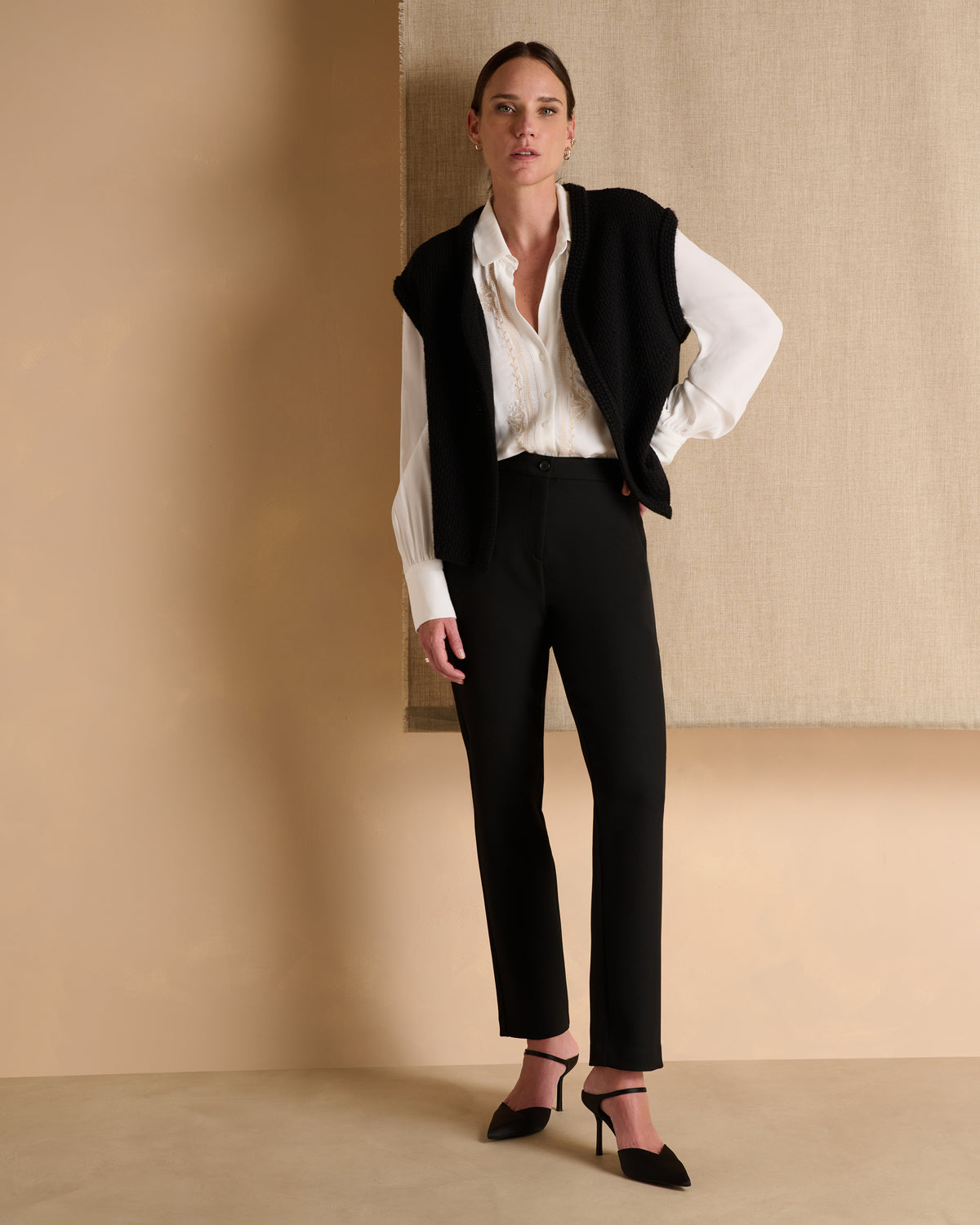 Pantalon noir droit POUDUP14-NEW/14222/500