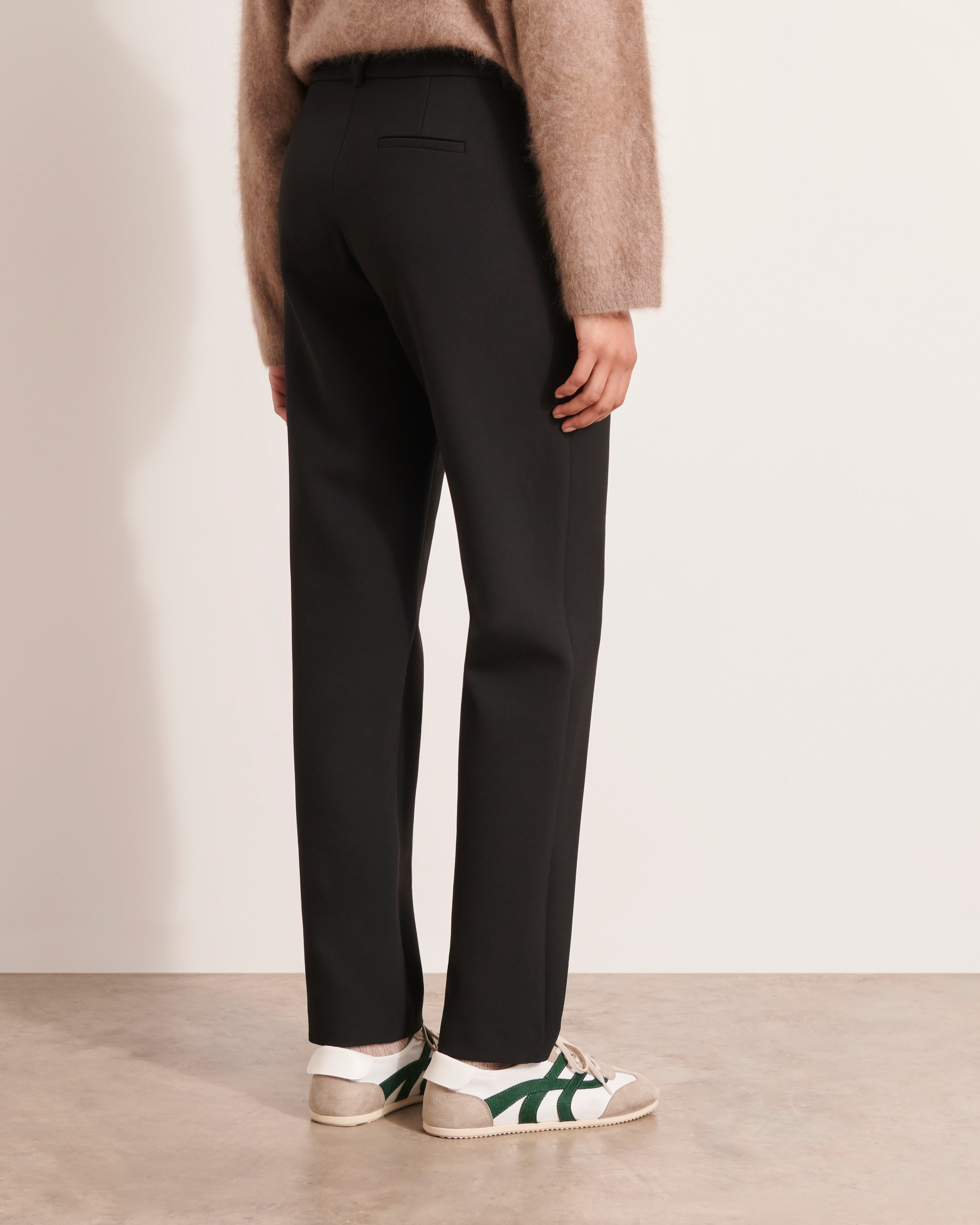 pantalon noir en double toile stretch