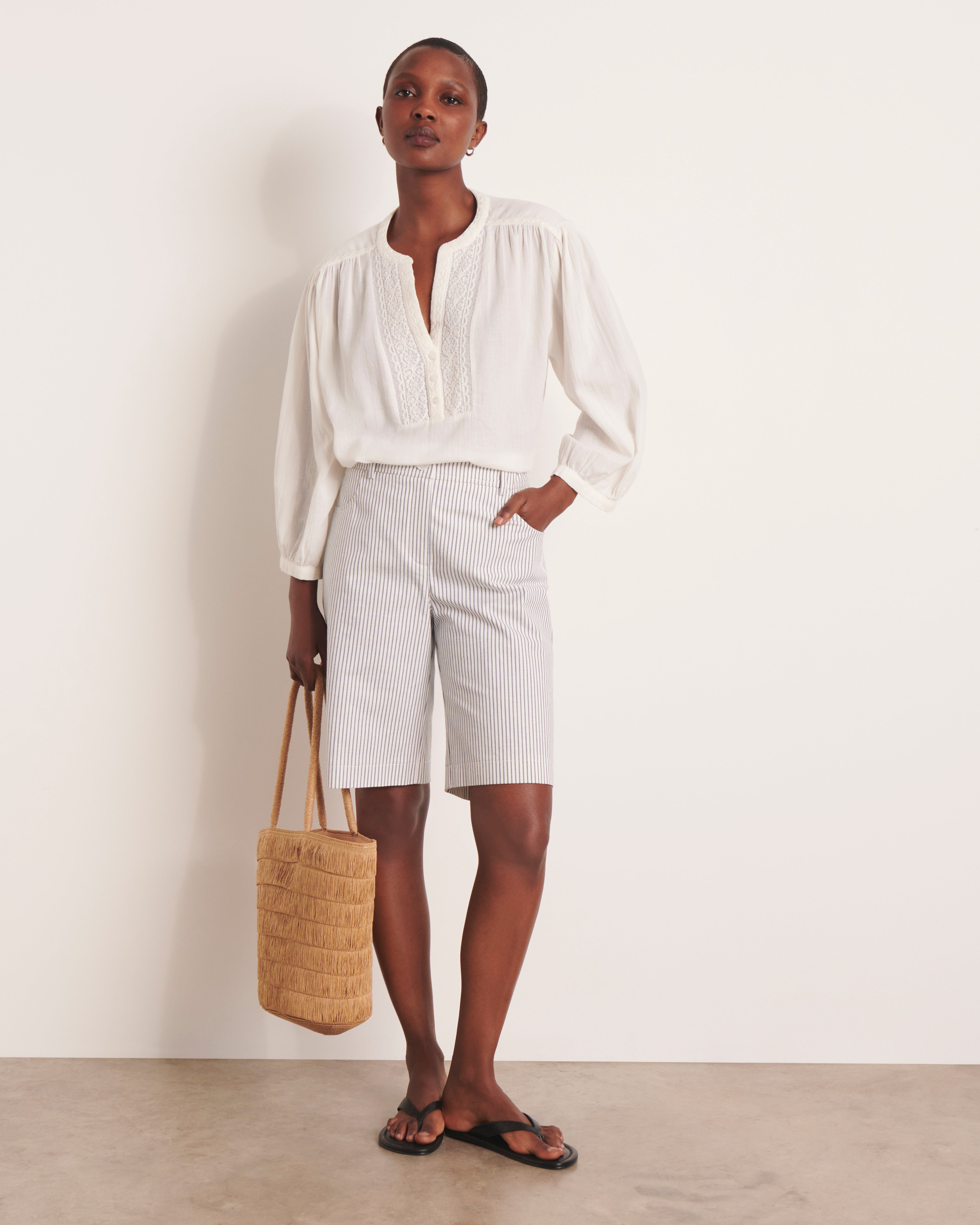 Bermuda écru rayé PRESSE/13242/521