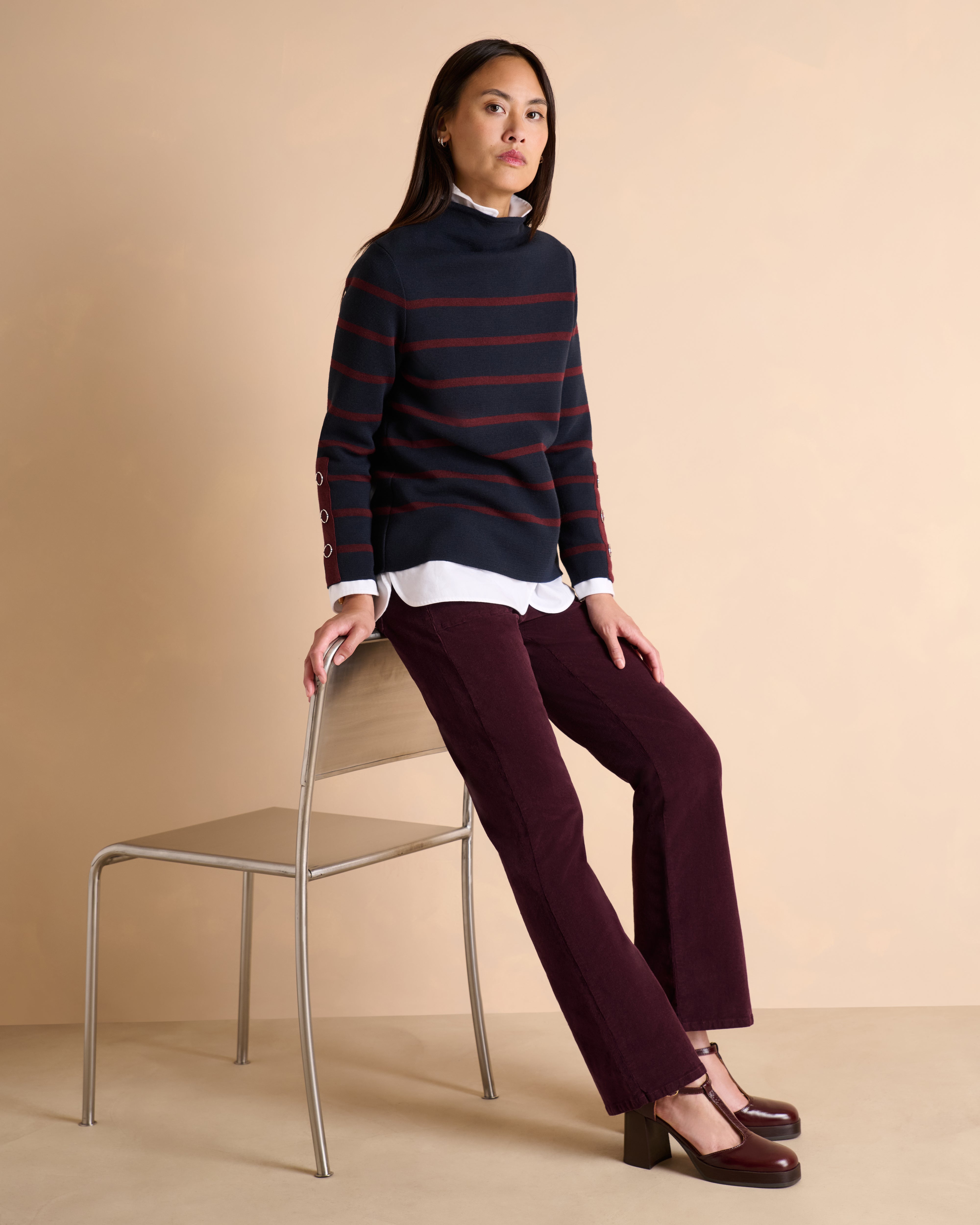 Pantalon bordeaux coupe droite PRUNIER/14180/366