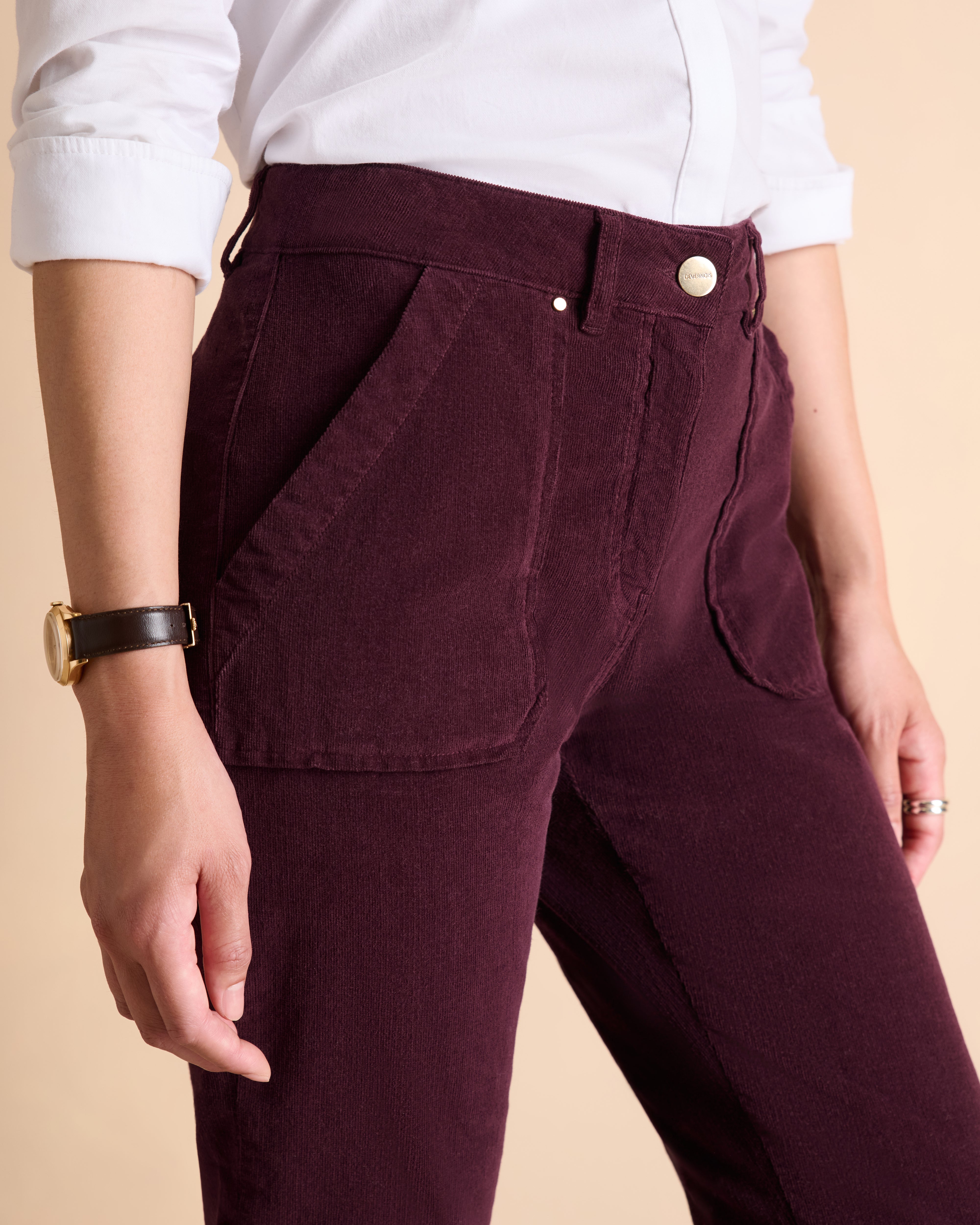 Pantalon bordeaux coupe droite en velours