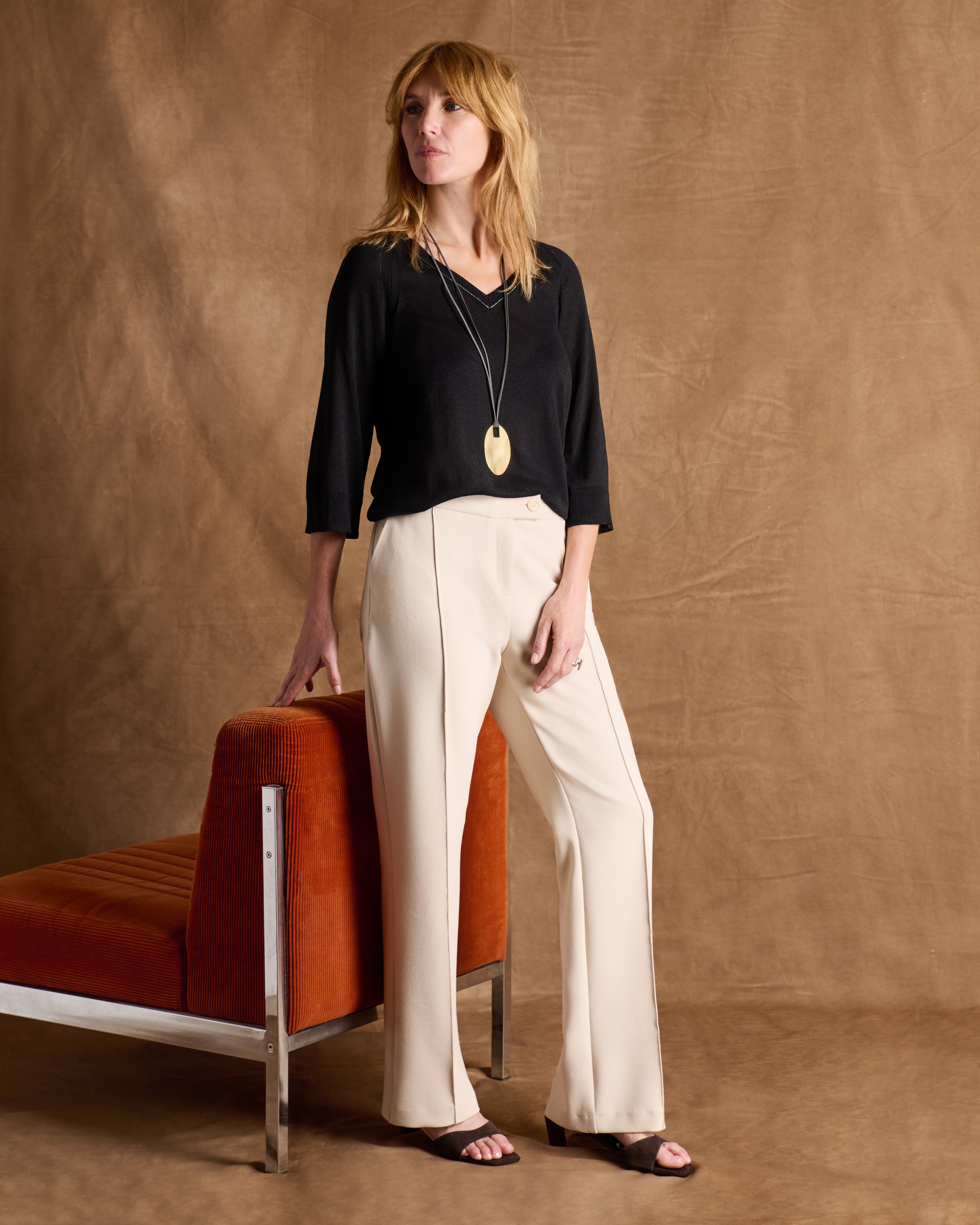 Pantalon beige droit PUNTO-NEW14/14211/006